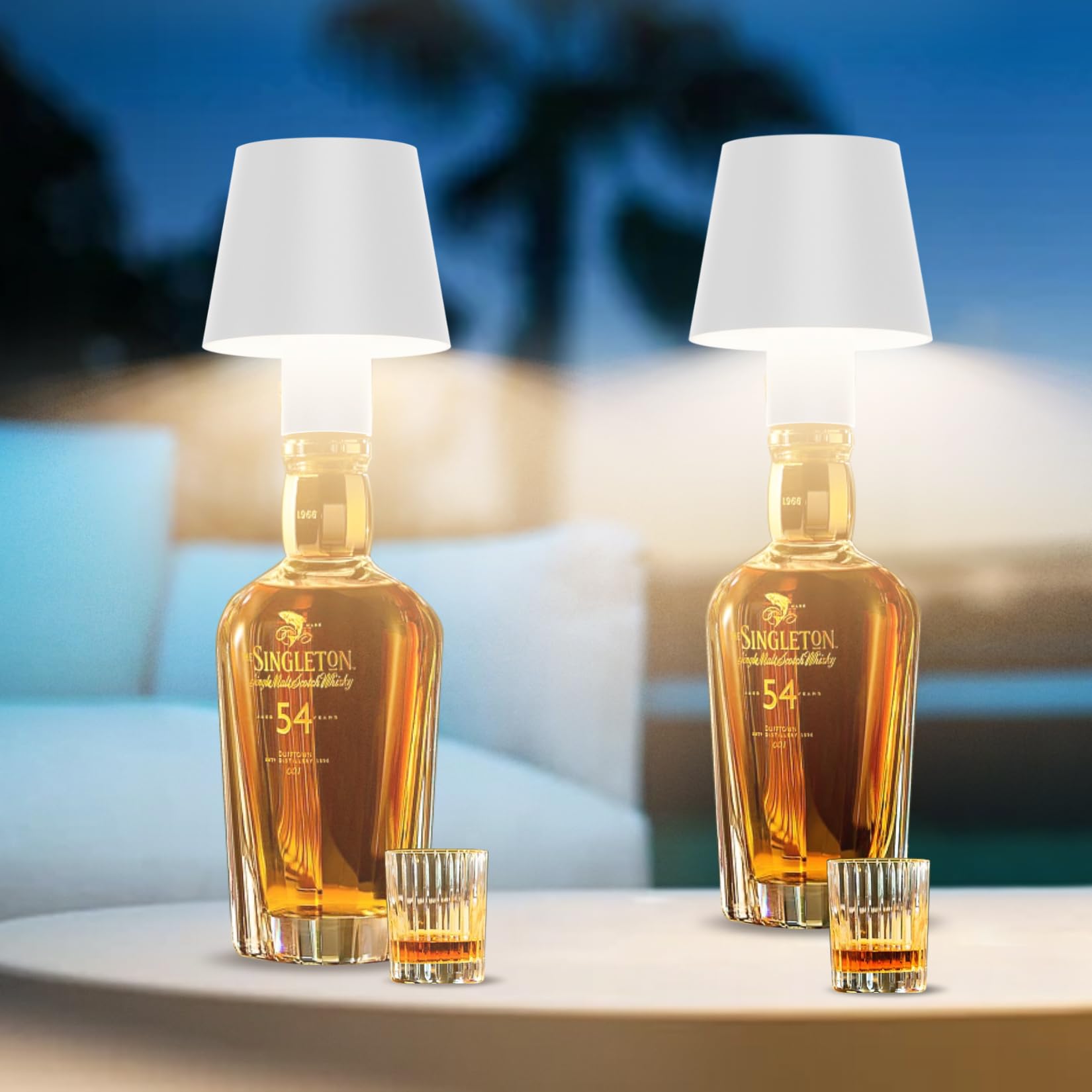 Howskys 2 Pack Led Dimmable Bottle Lamp 3 Color Temperature, Ip54 Wireless Table Lamp For Indoor And Outdoor, 5500 Mah Rechargeable Bottle Lamp For Family, Restaurant & Bar(White)