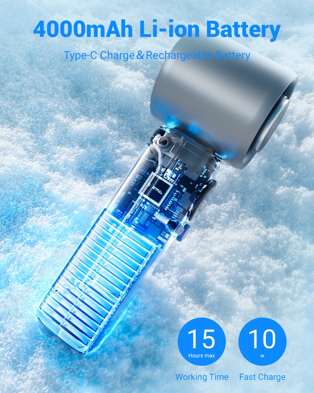 Portable Hand Held Turbo High Speed Personal Fan,100 Gear Speed Wind,10600Rpm 8M/S Max Digital Power