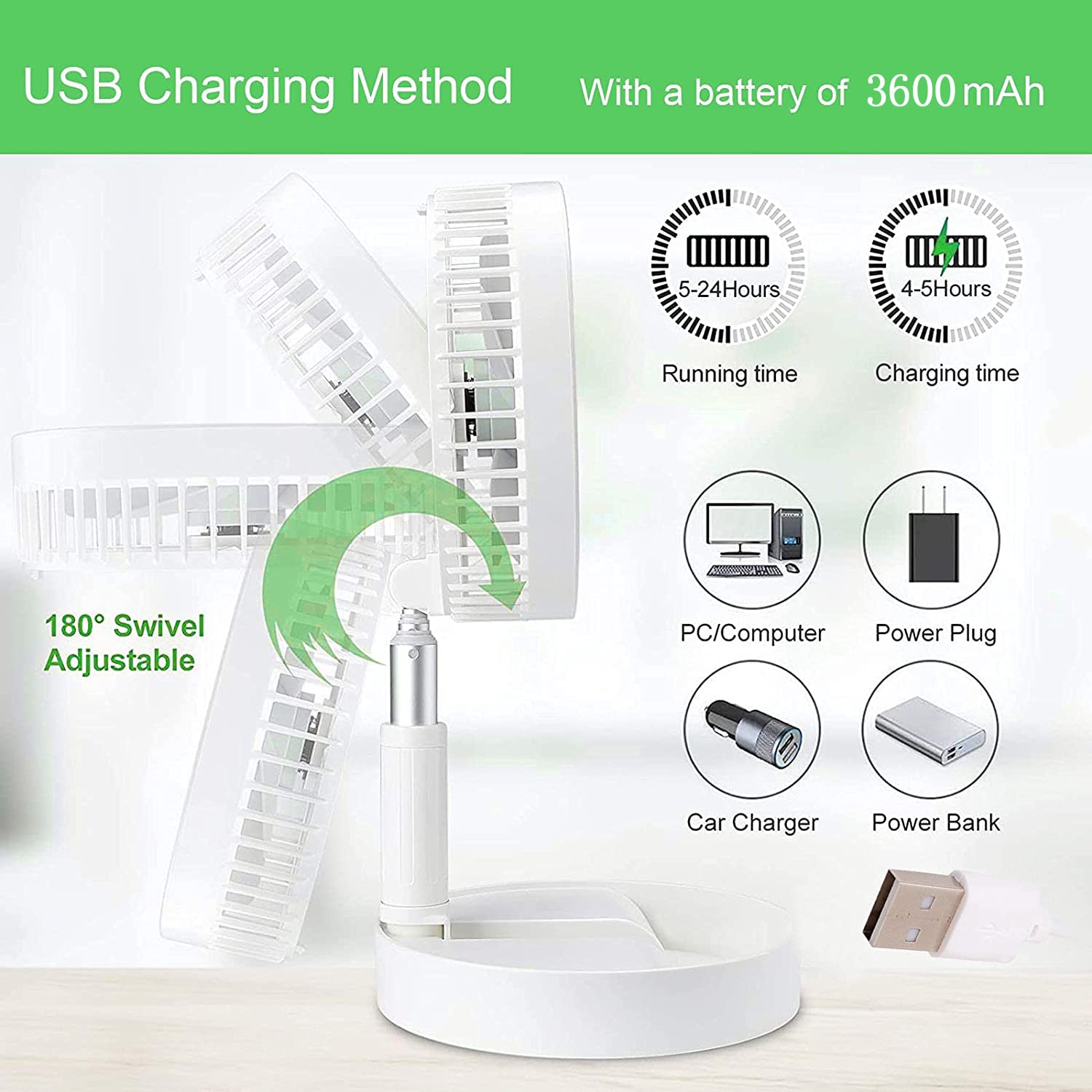 Portable Desk Fan,Foldable Fan Pedestal Stand Floor Fan With Remote Controller Adjustable Height
