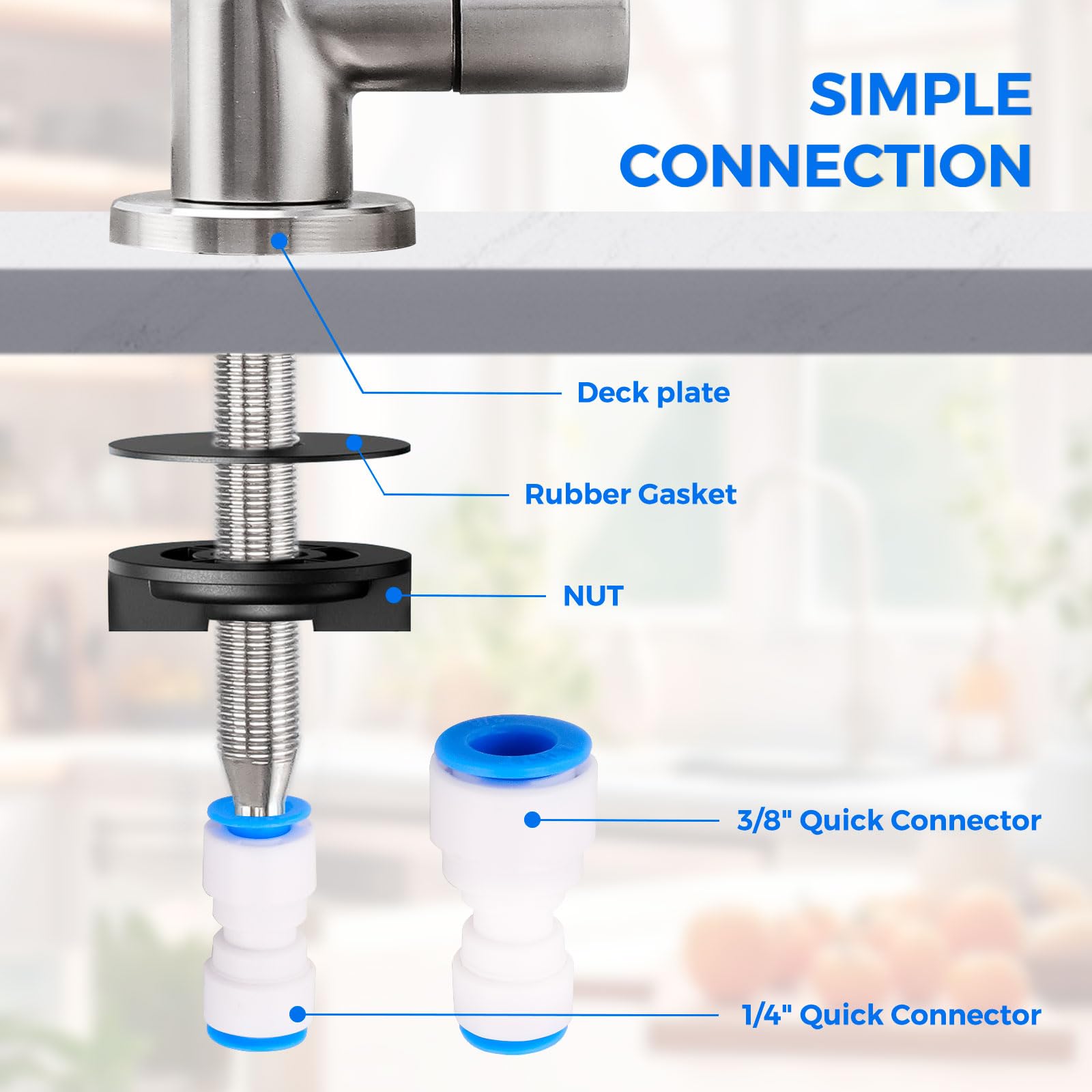 Hoanmpy Water Filter Faucet,Drinking Water Faucet Fits Reverse Osmosis And Water Filtration System For Kitchen Bar Sink Faucet In Non-Air Gap Sus304 Stainless Modern Brushed Nickel Lead-