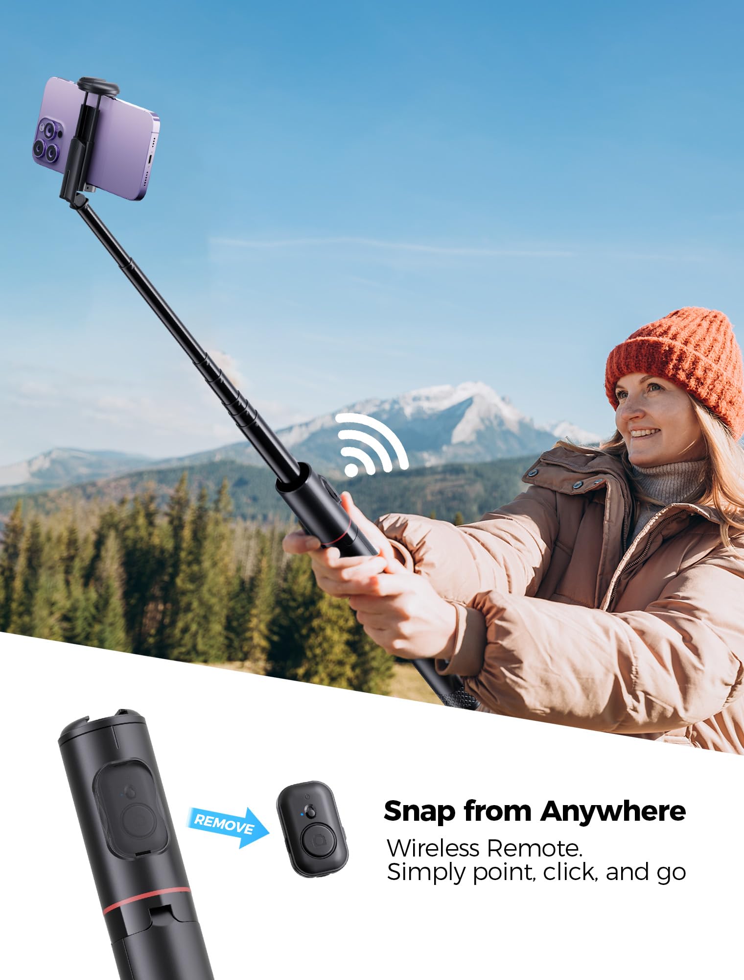 Gliship 72" Phone Tripod Selfie Stick, Extendable Tripod For Iphone With Remote, Portable Cell Phone Tripod Stand For Video Recording All-In-1 Travel Smartphone Tripod Compatible With Iphone 16/15/14/Android