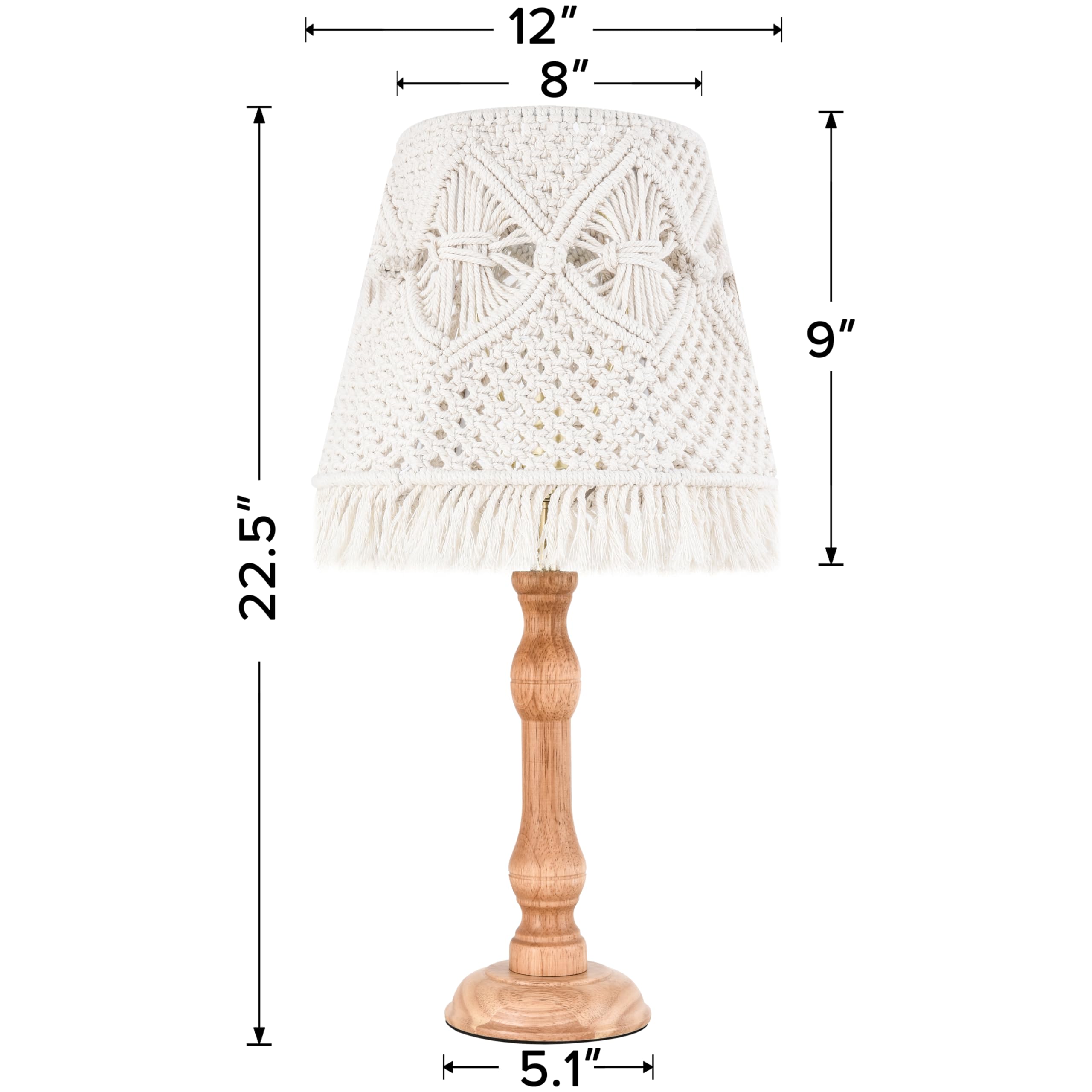 Boxemiya Boho Wood Table Lamp 23In Cute Desk Lamp With White-Ivory Hollow Woven Lampshade - Modern Bedside Or Side Table Lamp For Bedroom,Living Room,And Interior Decoration
