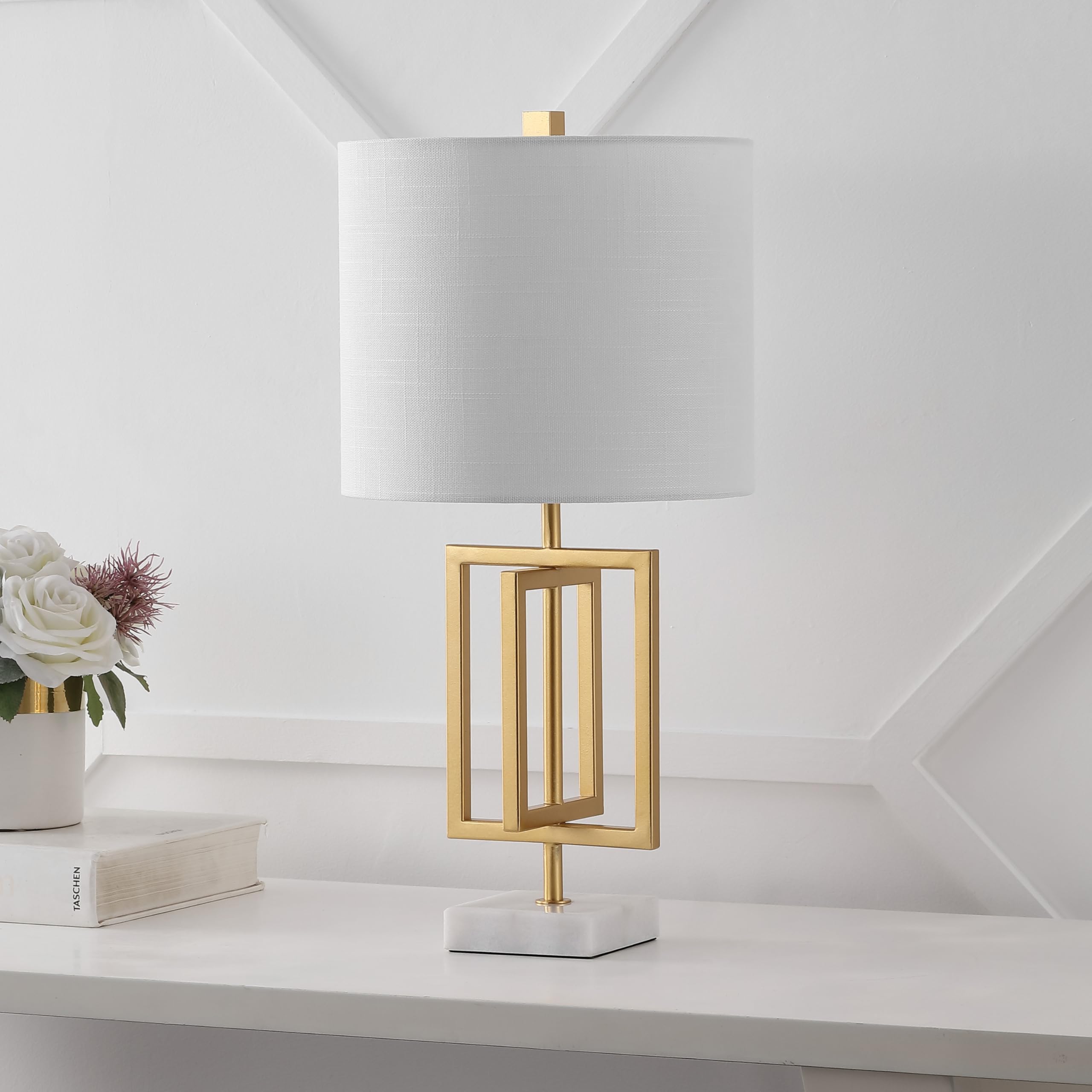 Jonathan Y Jyl1039A Anya 20.25" Metal/Marble Led Table Lamp Glam Contemporary Modern Bedside Desk Nightstand Lamp For Bedroom Living Room Office College Bookcase Led Bulb Included, Gold