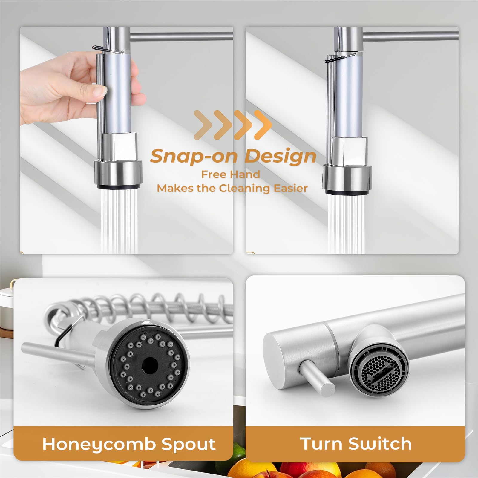 Aklfgn Kitchen Faucets With Pull Down Sprayer,Commercial Dual Spray Kitchen Sink Faucet,Brushed Nickel