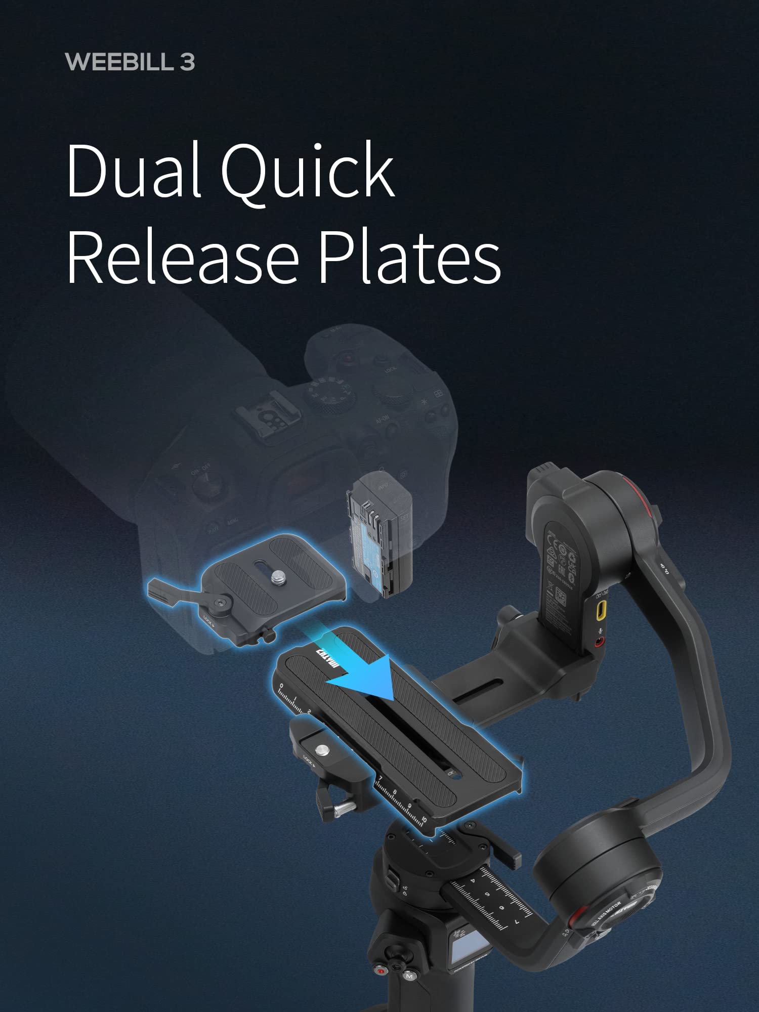 Zhiyun Weebill 3 [Official] 3-Axis Camera Gimbal Stabilizer For Dslr And Mirrorless Camera, Nikon Sony Panasonic Canon Fujifilm Bmpcc 6K, Fill Light & Mic Integration, Pd Fast Charge
