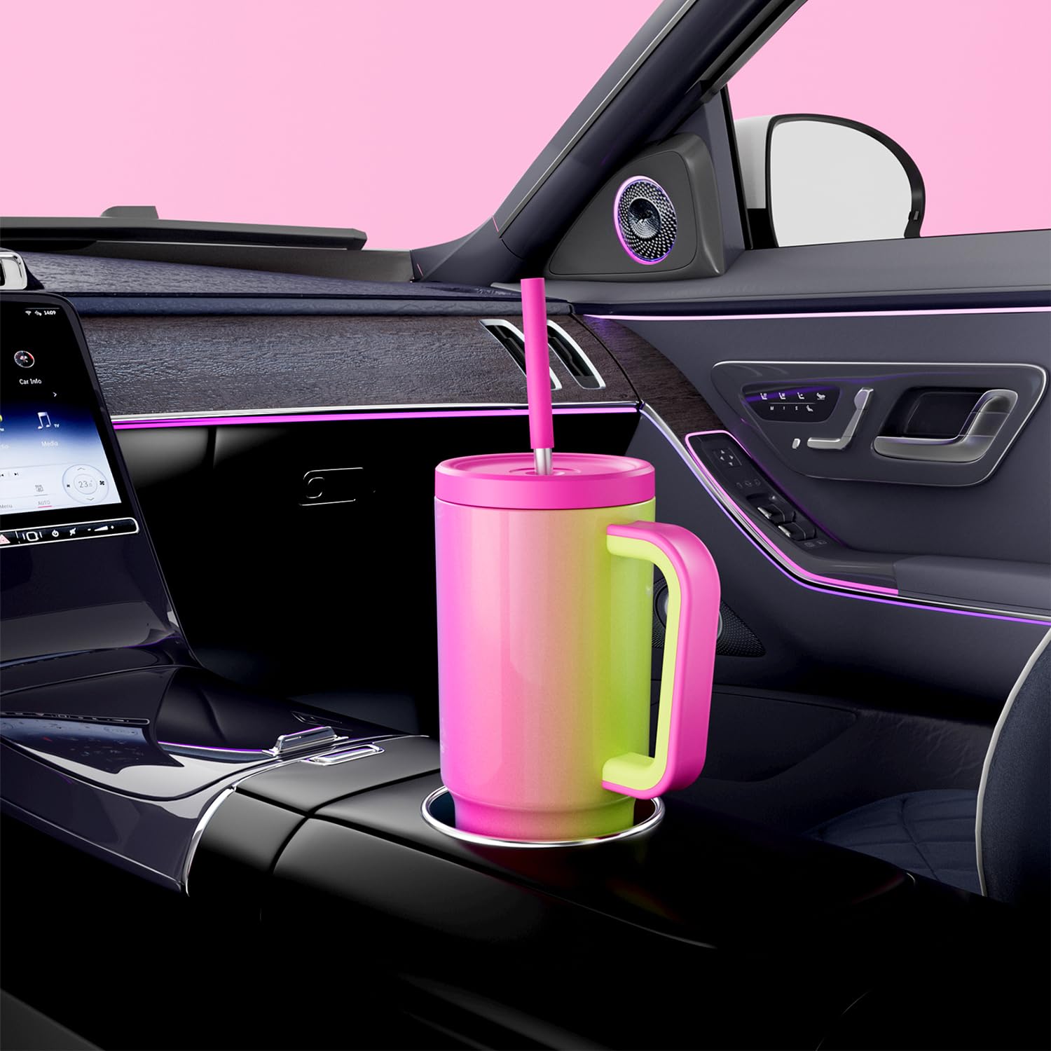 Meoky 24 Oz Tumbler With Handle And Straw, 100% Leak-Proof Tumbler With Lid And Straw