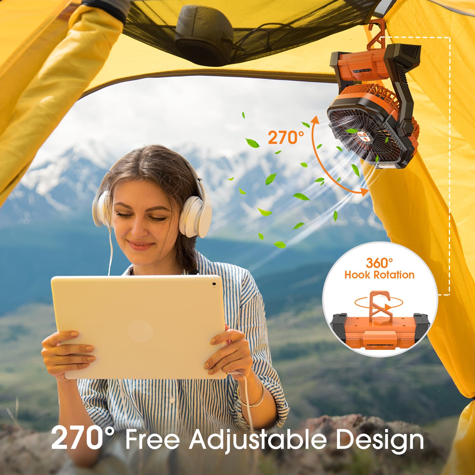 Portable Fan Rechargeable, Cordless Battery Powered Fan With Led Lantern, Small Table Fan, Usb Batte