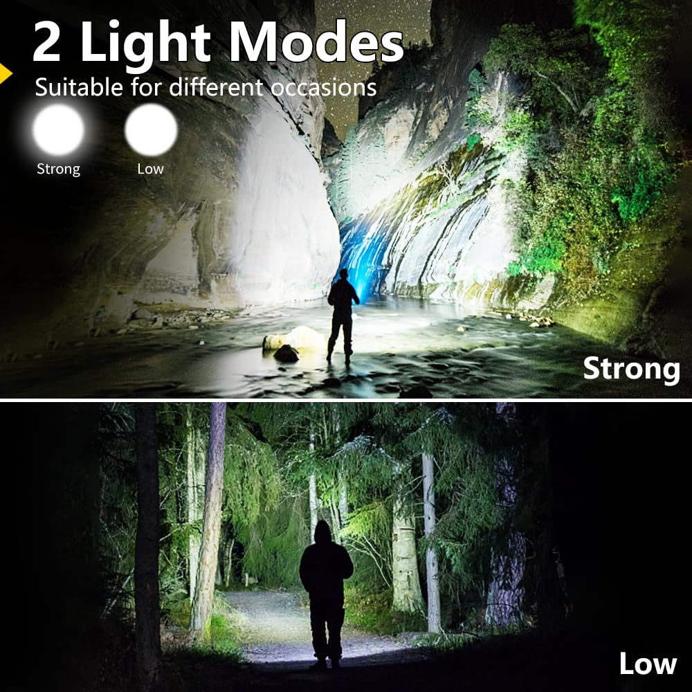 Kinqilin Super Bright Flashlight 800,000Lm 6800Mah Handheld Spotlight,50H Long Lasting Rechargeable Spotlight Ip67 Waterproof Bright Flashlight Lightweight For Camping Hiking Boating(Aluminium Head Ring)
