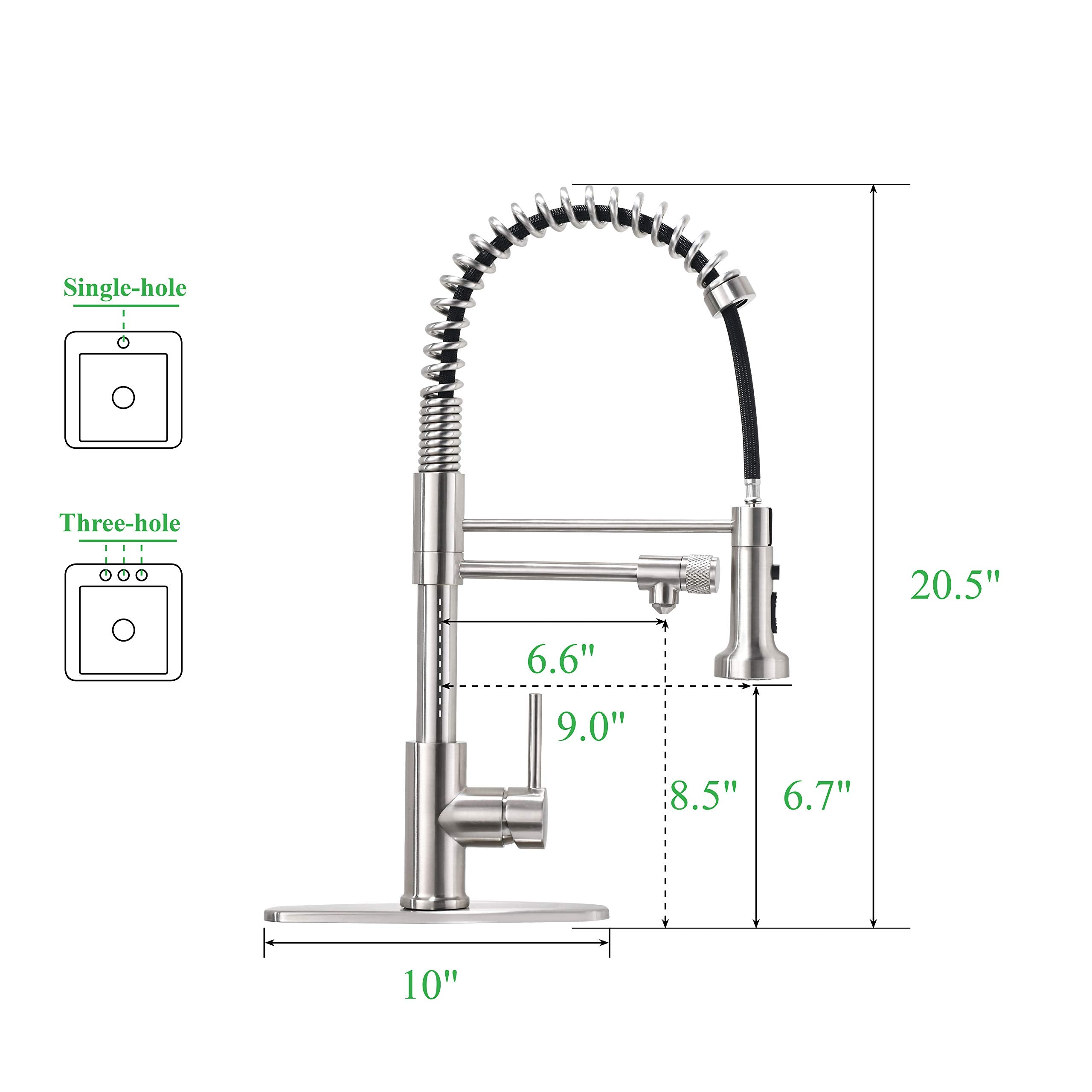 Paking Kitchen Sink Faucet, Pull-Down Water Filtration Faucet, Bar Filter, Brushed Nickel, Stainless Steel, Pb1017