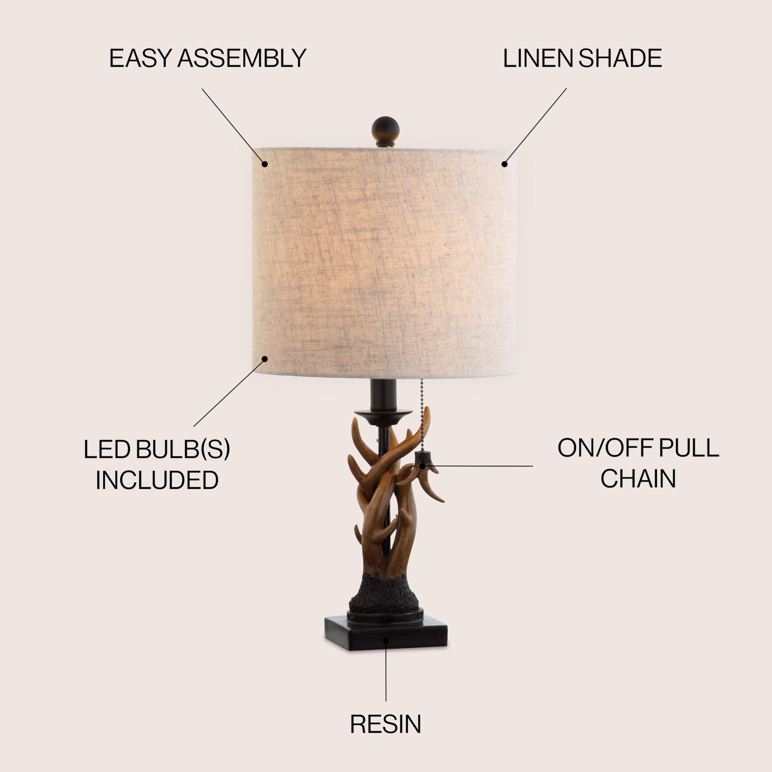 Jonathan Y Jyl1031A Gaston 20.5" Resin Mini Led Table Lamp, Farmhouse, Traditional, Cottage, Rustic, Office, Living Room, Family Room, Dining Room, Bedroom, Hallway, Foyer, Brown