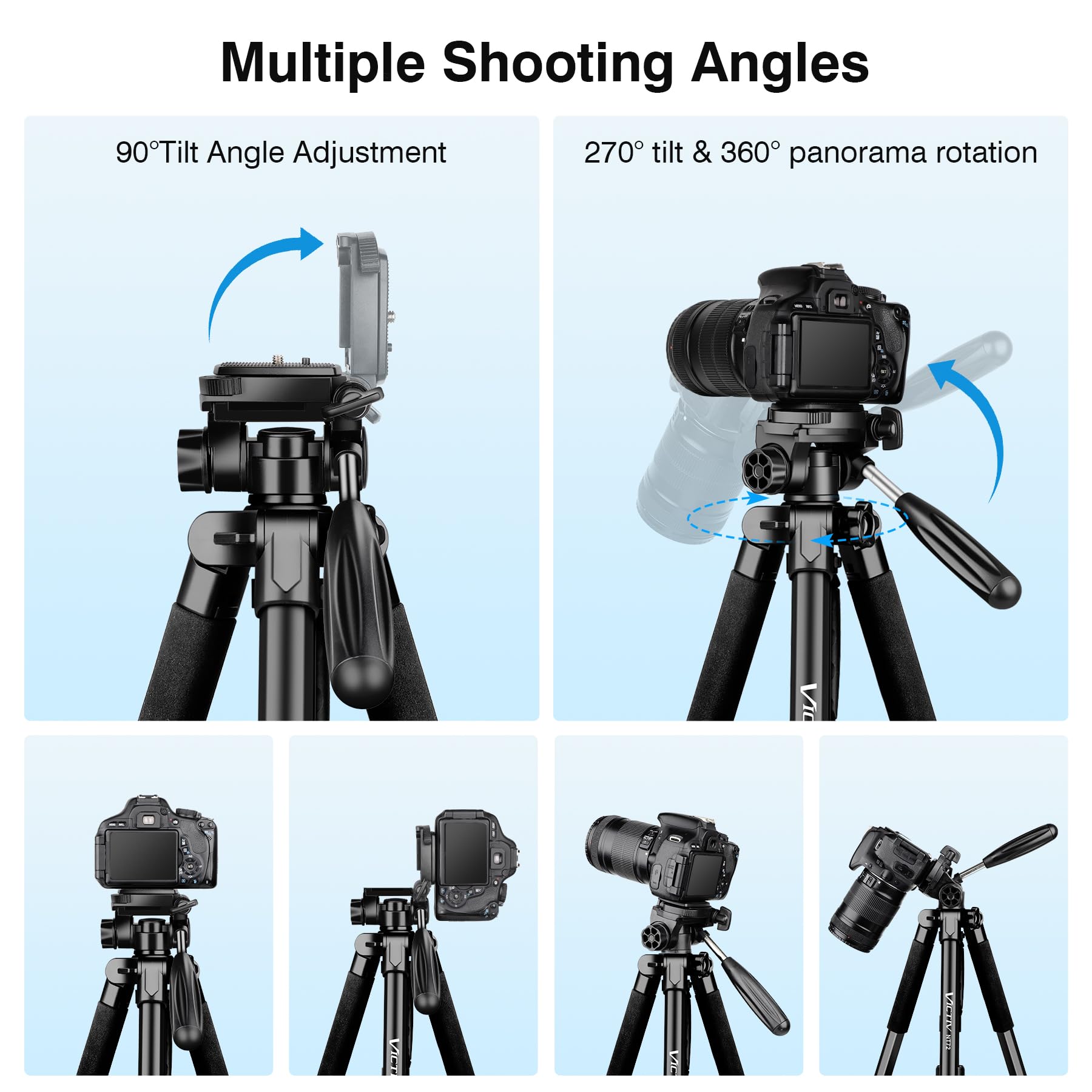 Victiv Tripod For Camera, 72" Tall Camera Tripod Monopod With Remote, Professional Heavy Duty Compact Camera Stand For Phone,Dslr, Spotting Scope, Telescope, Binocular