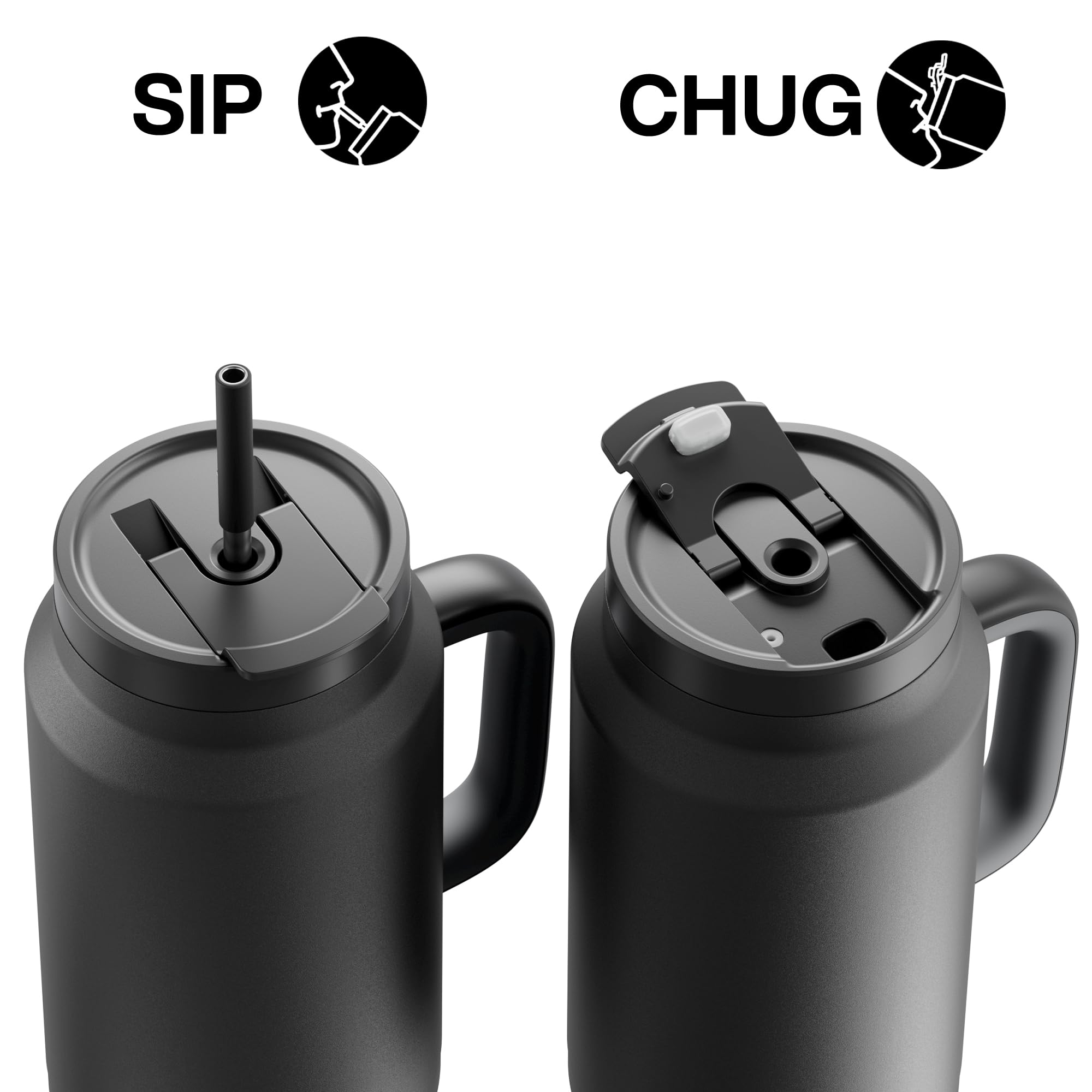 50 Oz Tumbler With Handle And Straw, 100% Leak-Proof Insulated Cup Large Water Bottle With 2-In-1 L