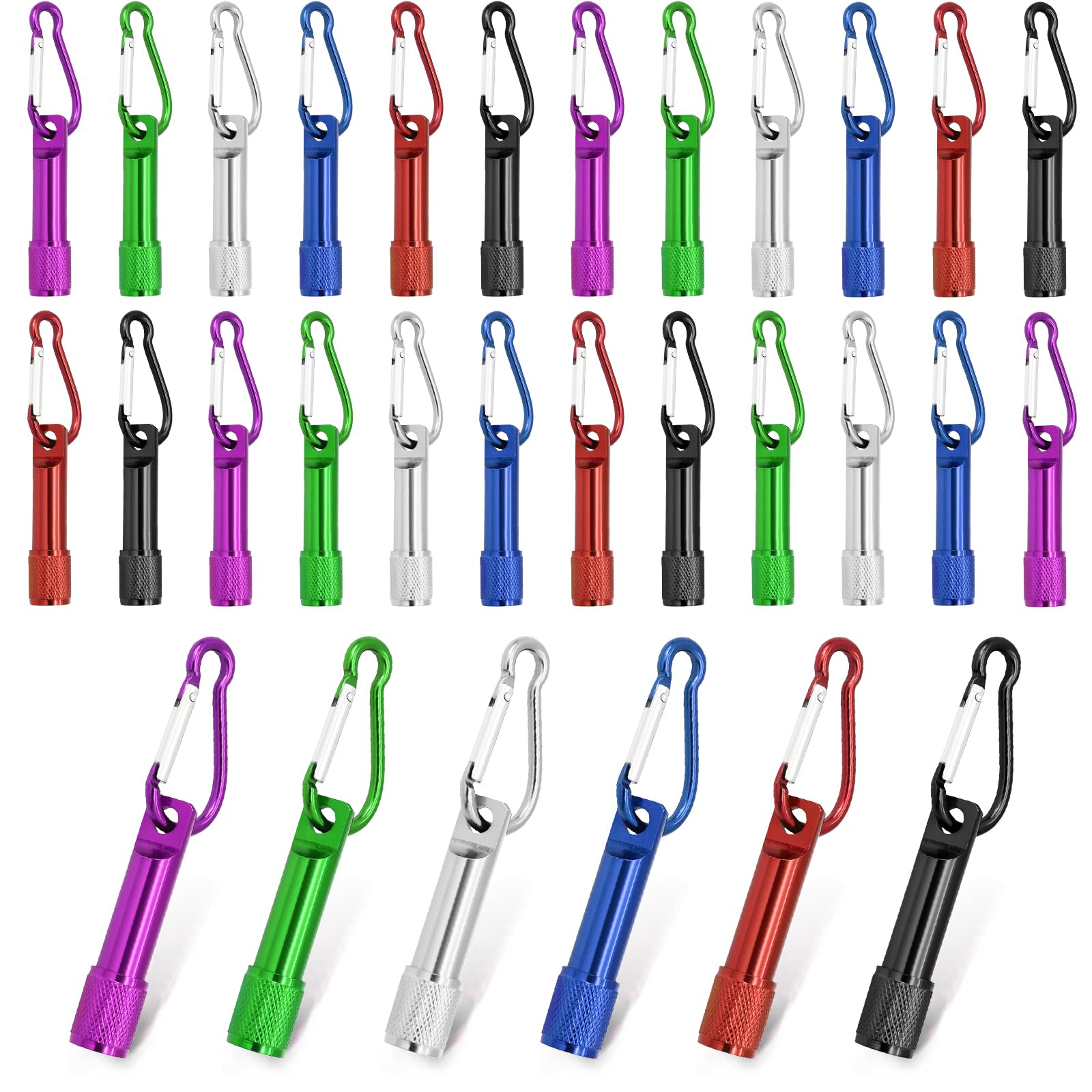 Czbro 30 Pack Mini Keychain Flashlights Bulk, Ultra-Bright Led Metal Carabiner Clip Lights,Compact Emergency Lights For Camping, Hiking, Cycling, Survival Kits(30)
