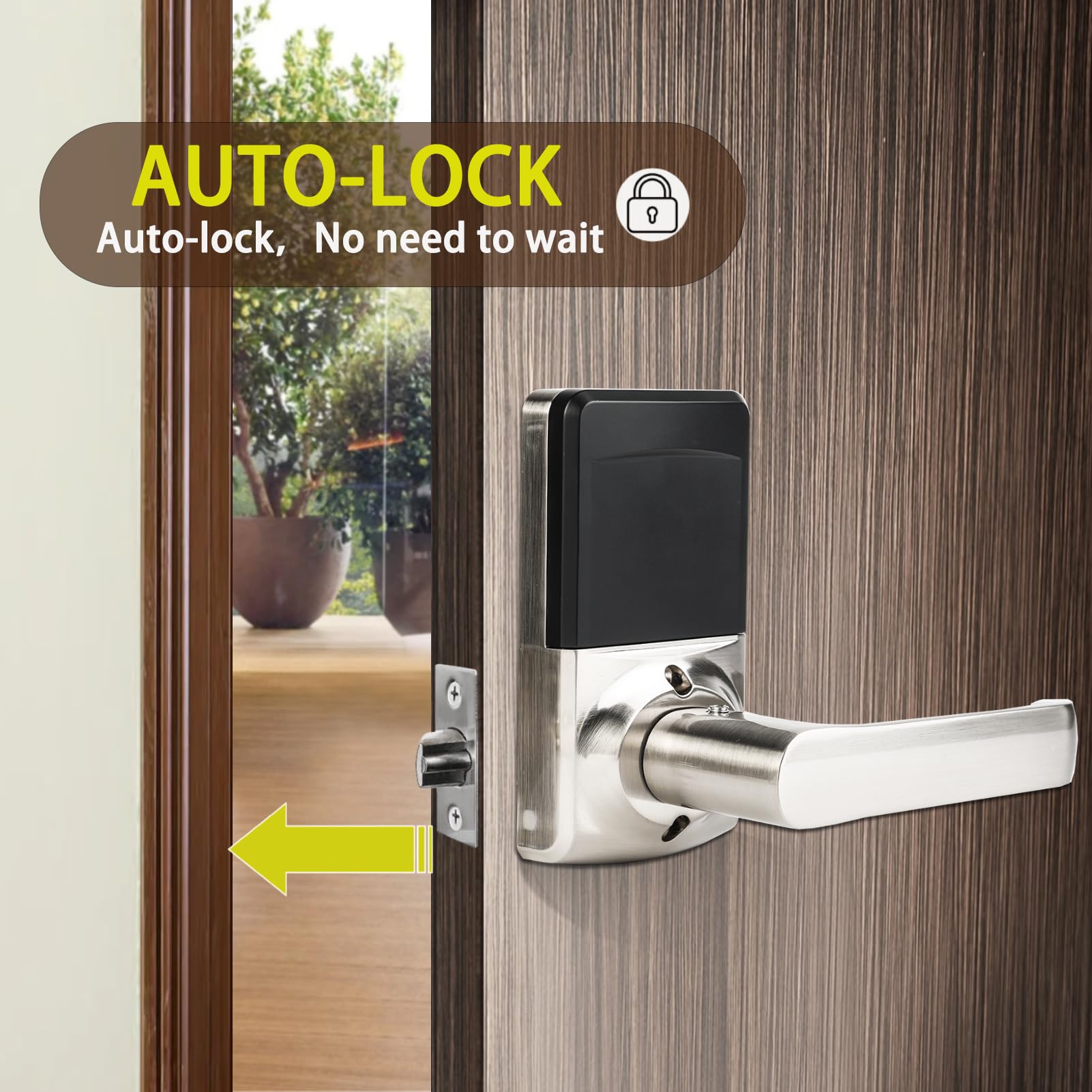 Jesstti Keyless Entry Door Lock,Keypad Door Lock With Handle,Smart Door Locks For Front Door With/Card/Passcode/Key,Digital Door Knob With Keypad,Silver.