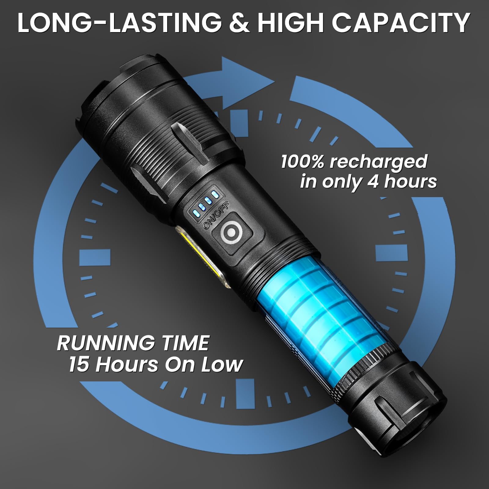 Gdplus Rechargeable Flashlight 990000 High Lumens, Super Bright Led Flashlight With 7 Modes, Waterproof Powerful Flash Light For Camping, Home, Emerge∩Cies (Black)