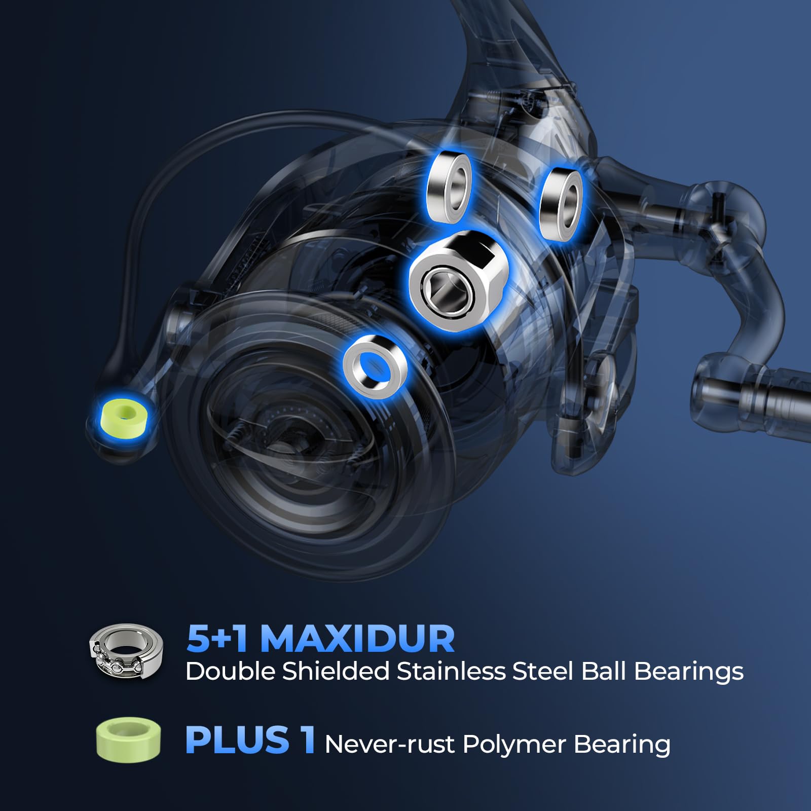 Kastking Rekon Saltwater Spinning Fishing Reel – Up To 55Lbs Max Drag Big Game Fishing Reel - Innovative Nylitech Body- Water Resistant - Maxidur 5+1+1 Corrosion-Resistance Bearing System