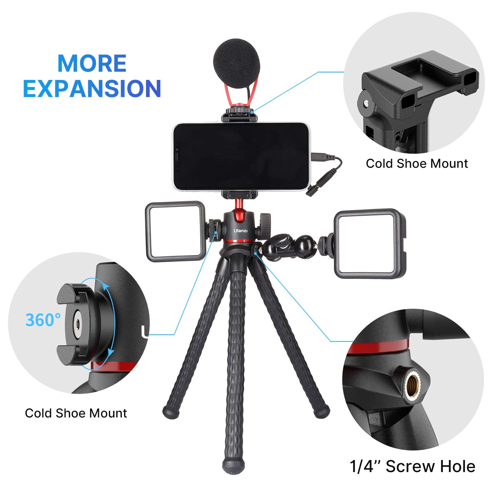 Ulanzi Mt-33 Camera Tripod,Flexible Mini Tripod With 1/4" Screw For Magic Arm,Octopus Tripod Compatible With Iphone 12 Samsung Canon Nikon Sony Cameras