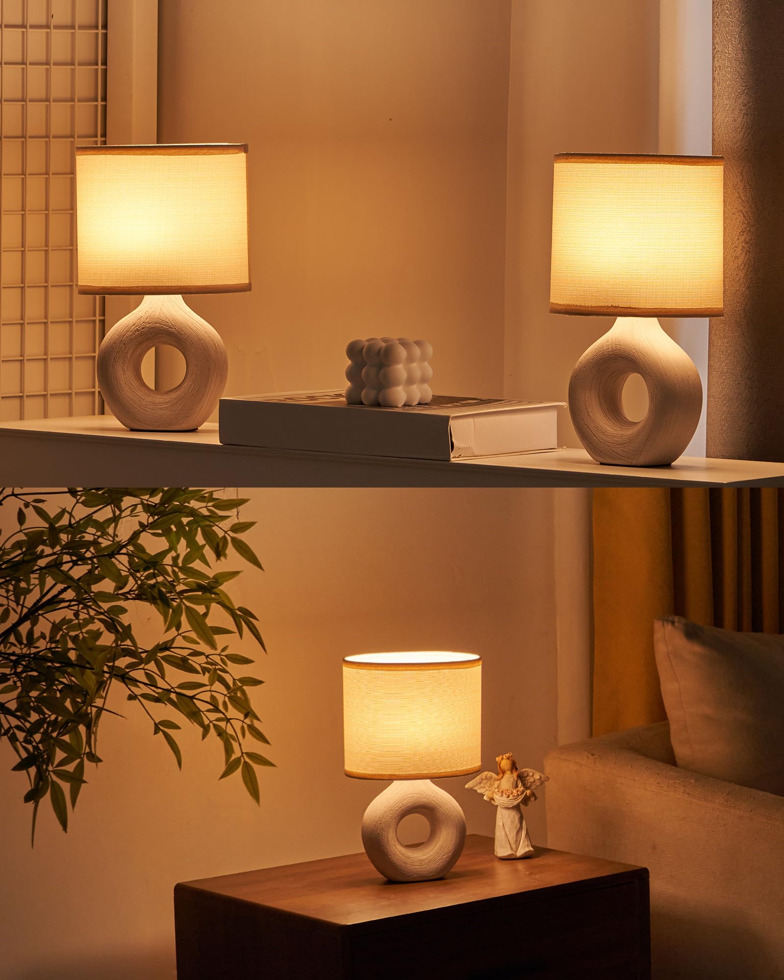 Umexus Small Cordless Table Lamp With Timer & Dimmer, Battery Operated Rechargeable 10.6’’ Lamp With Remote, Portable Light For Bedroom Living Room Outdoor Patio Bedside Bathroom Fabric Shade Beige