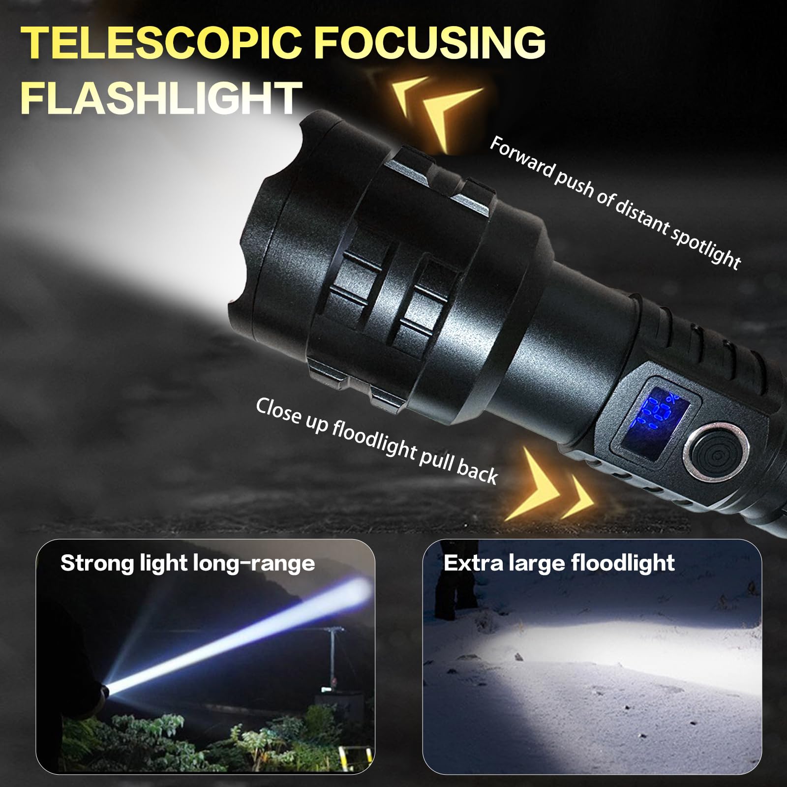 Wboxlizy Rechargeable Flashlights Super High Lumens, Super Bright Flashlight, Adjustable Tactical Flashlight Waterproof Handheld Flash Light For Emergencies, Camping, Hiking