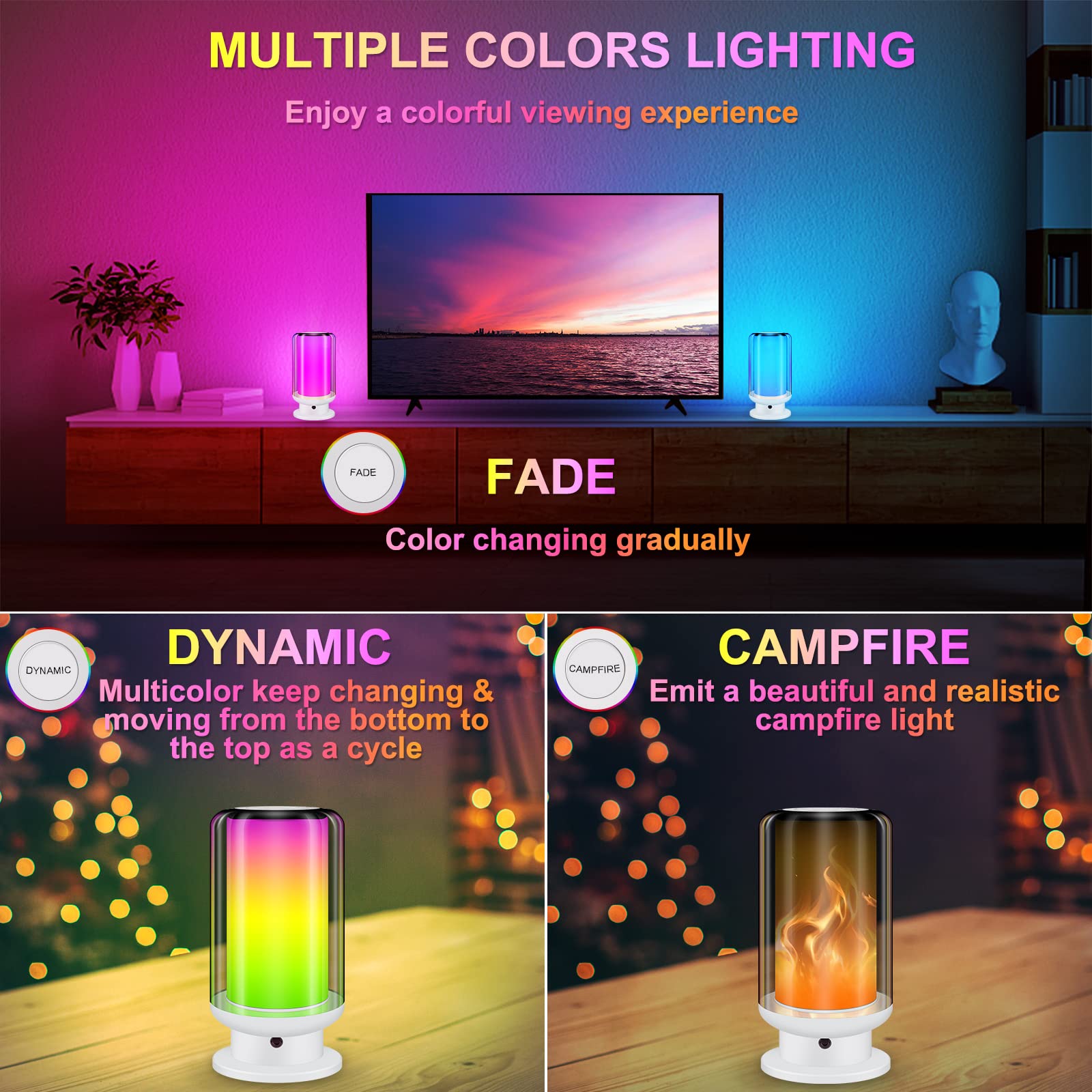 Bigmonat Bedside Table Lamp Kids With Remote, Color Changing Desktop Led Light With Timer Setting, Dimmable Rgb Night Light,Warm White Light Nightstand Lamp For Bedroom,Living Room(White-1Pack)
