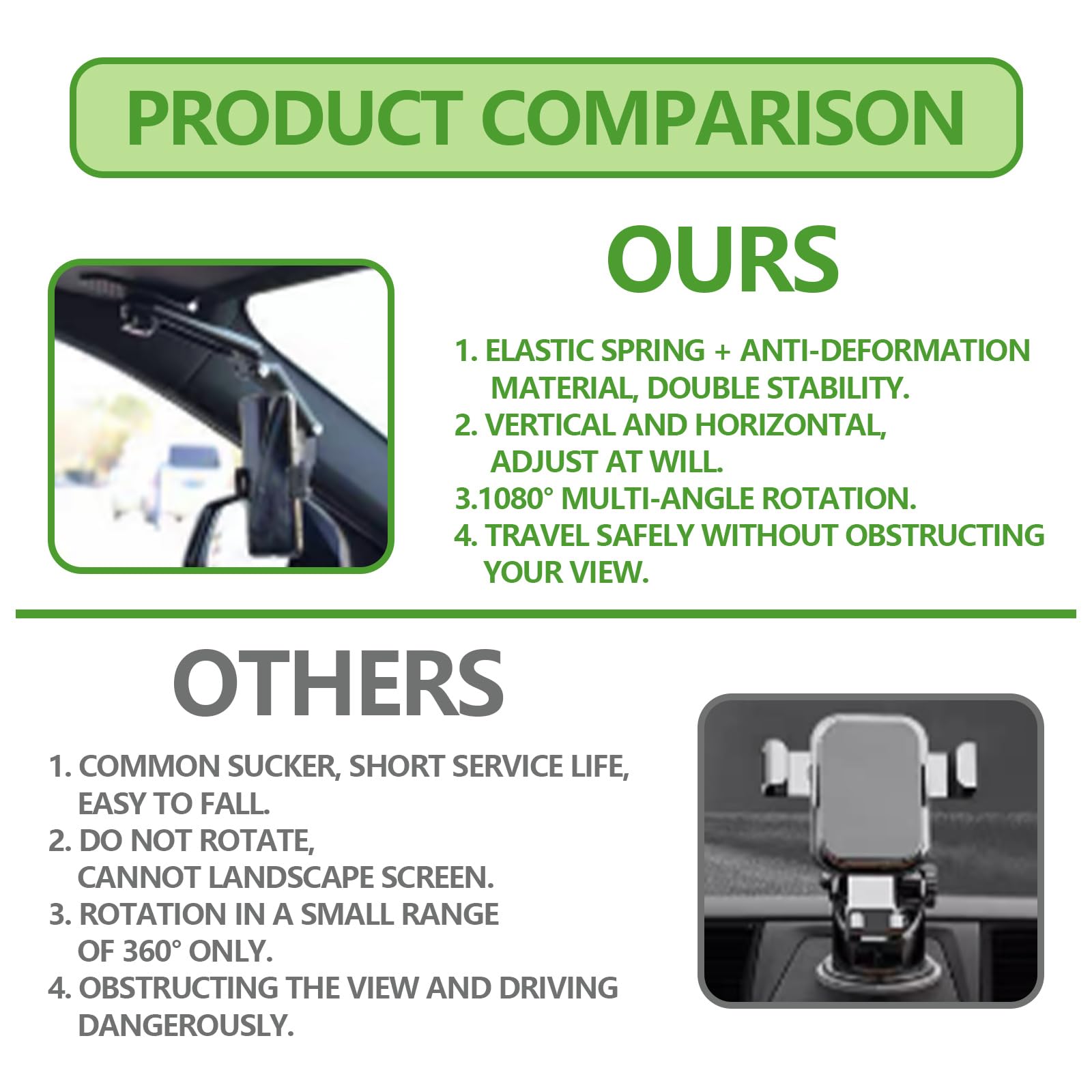 Pleoos Sun Visor Car Phone Holder, 360° Rearview Phone Holder For Car Sun Visor, Retractable Car Phone Mount Compatible With Iphone/Android/Samsung