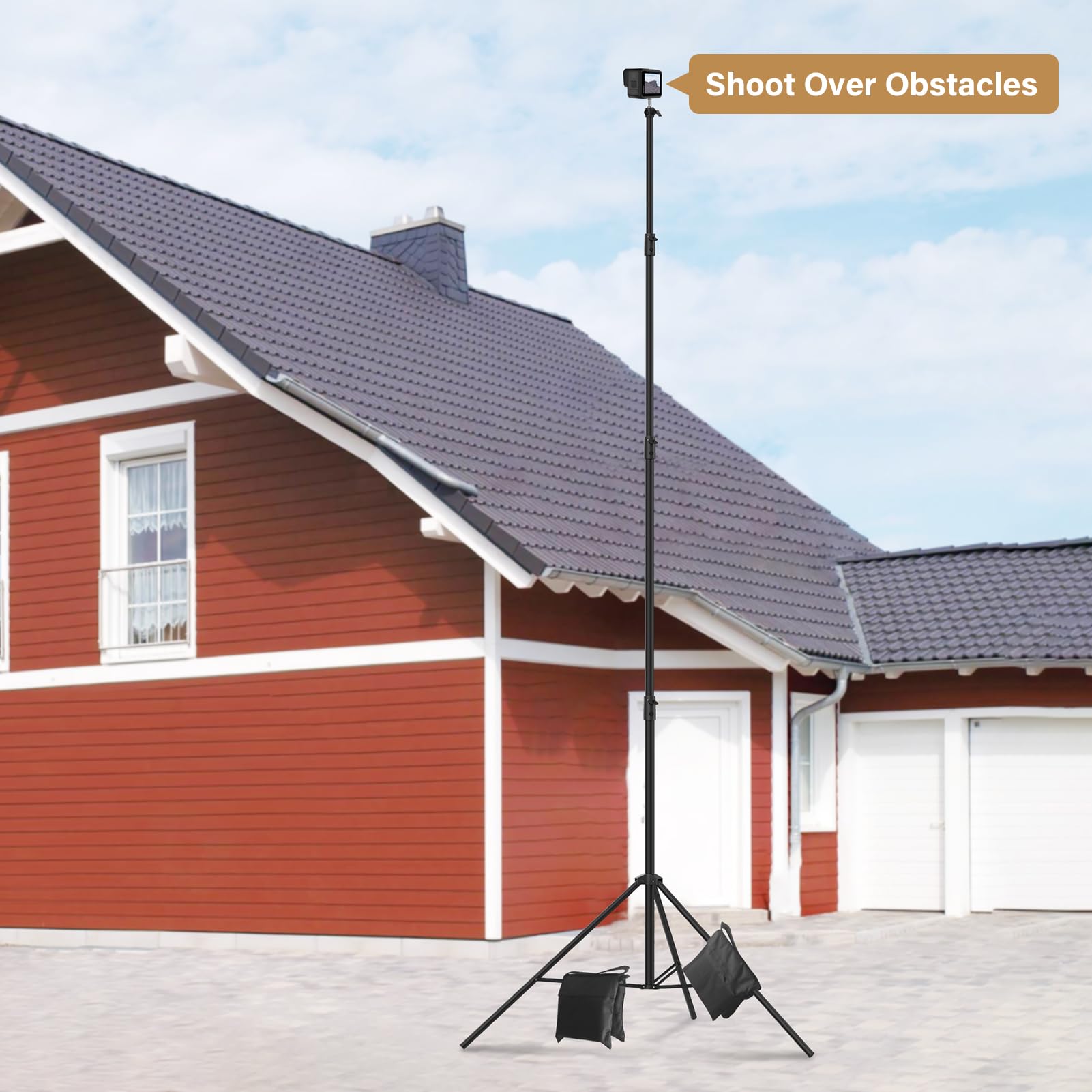 Sdfghj 16.4' Heavy Duty Extreme Tall Video Camera Sports Tripod Stand, 16.4Ft/500Cm Sky High Tripod Light Stand With 1/4"& 3/8" Screw Adapter, Non-Slip Feet Wind Resistant, For Soccer/Basketball Games