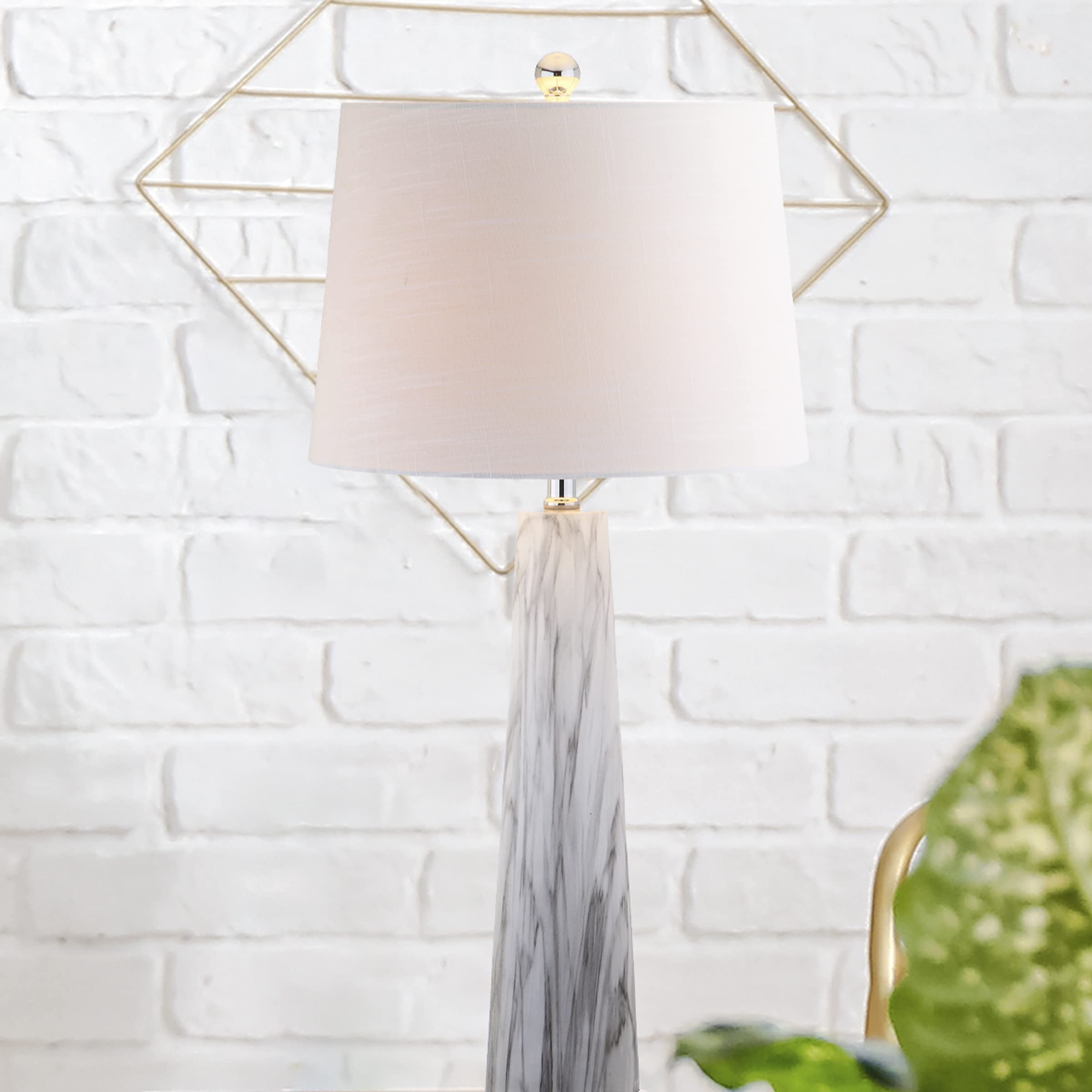 Jonathan Y Jyl1002A Bradley 29" Resin Led Table Lamp Modern Contemporary Glam Bedside Desk Nightstand Lamp For Bedroom Living Room Office College Bookcase Led Bulb Included, White/Black