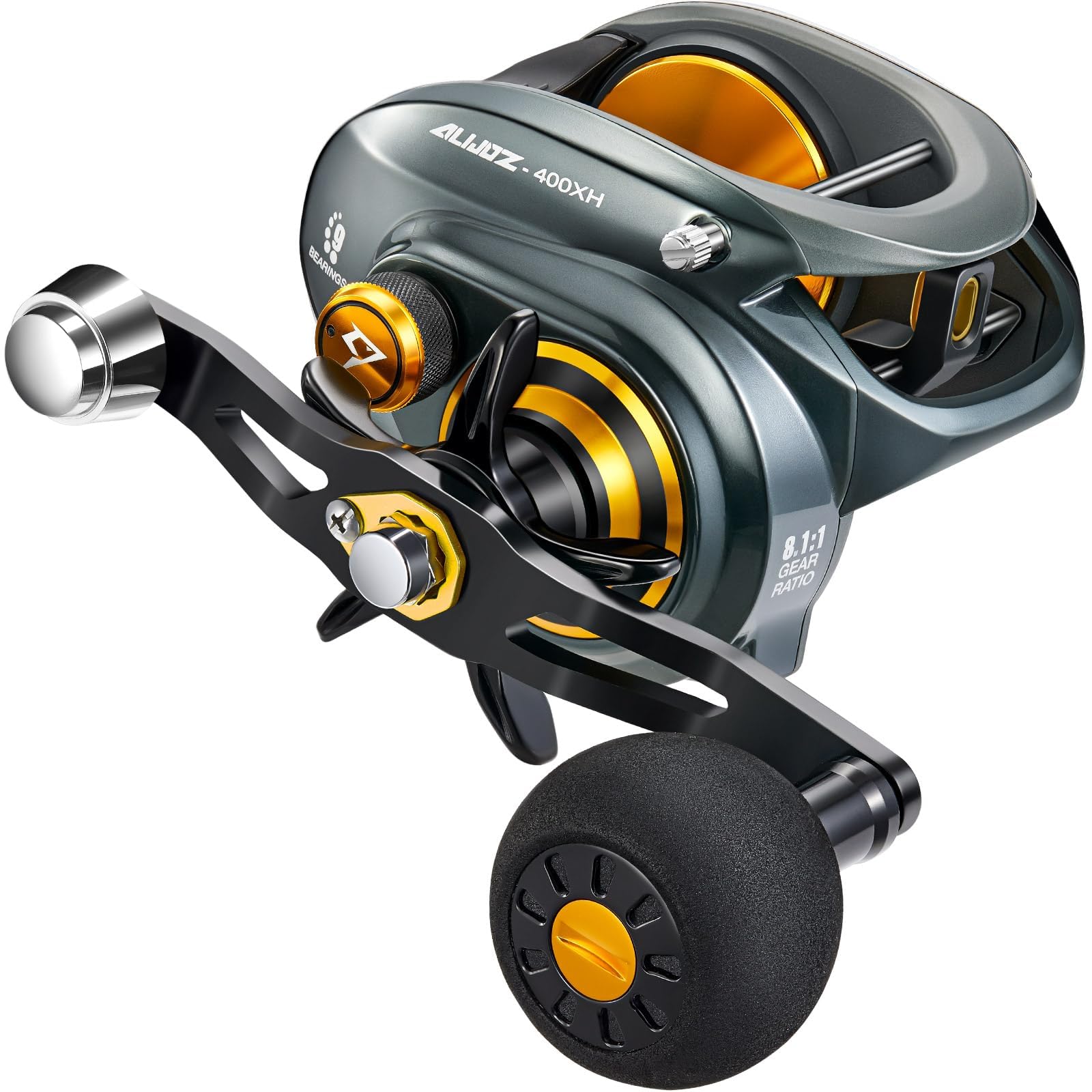 Piscifun Alijoz 400 Baitcaster Fishing Reel, 38Lbs Max Drag Aluminum Alloy Frame Baitcasting Reel, Available In 6.6:1/8.1:1 Gear Ratio, Freshwater And Saltwater Low Profile Casting Reel For Musky