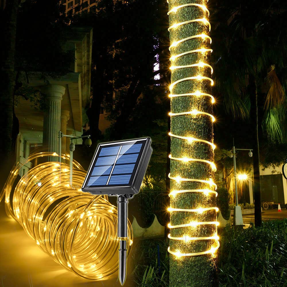 Lairtpow Solar Rope Light Waterproof Ip65 39Ft 100Leds Outdoor Led Solar Outdoor Lights For Party Garden Yard Home Wedding Christmas Halloween Holiday Tree Decoration Lighting
