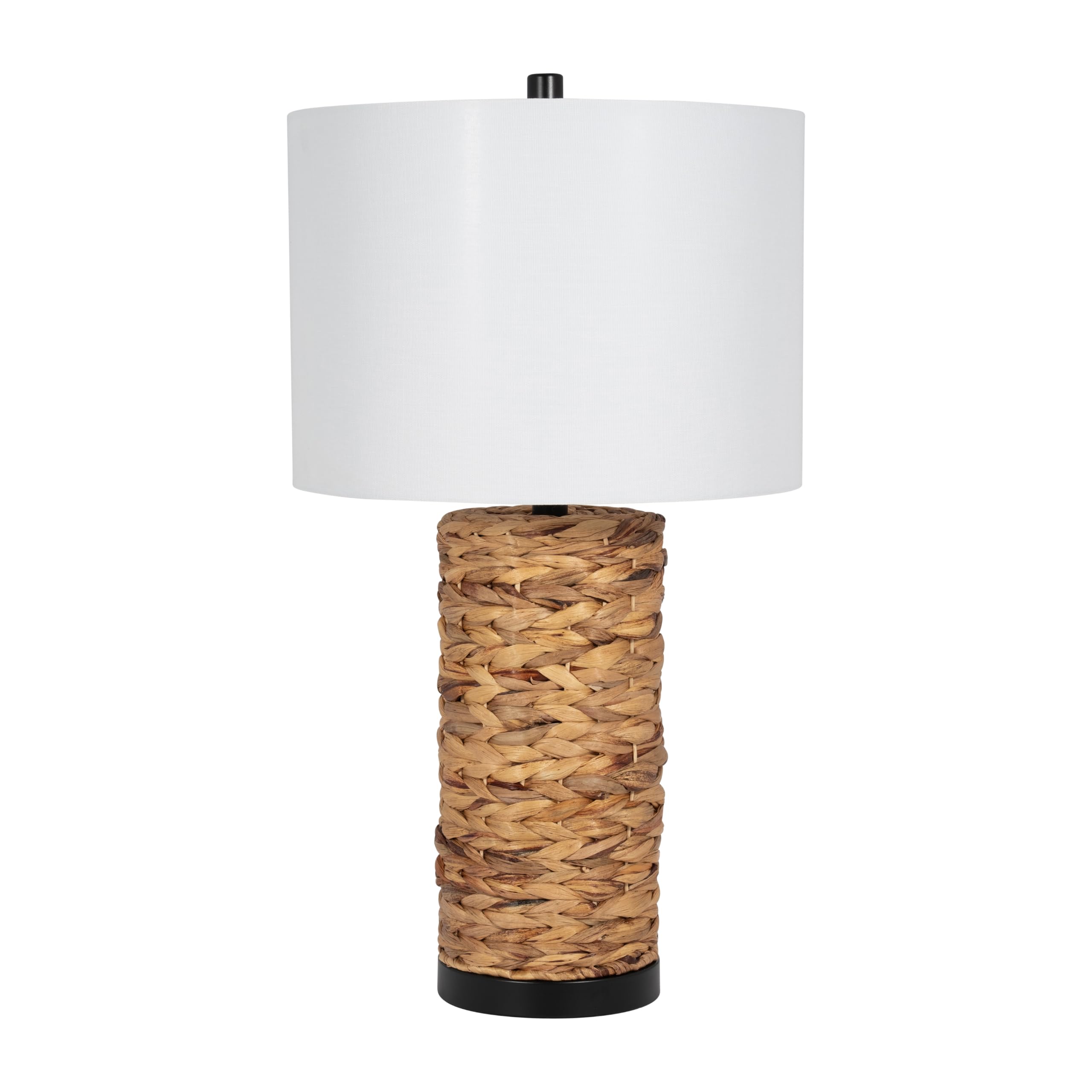 Sagebrook Home Woven Seagrass Table Lamp With Linen Shade – Rustic Coastal Design, Brown, Bedside & Desk Lamp For Bedroom, Living Room, Office, 26 Inches