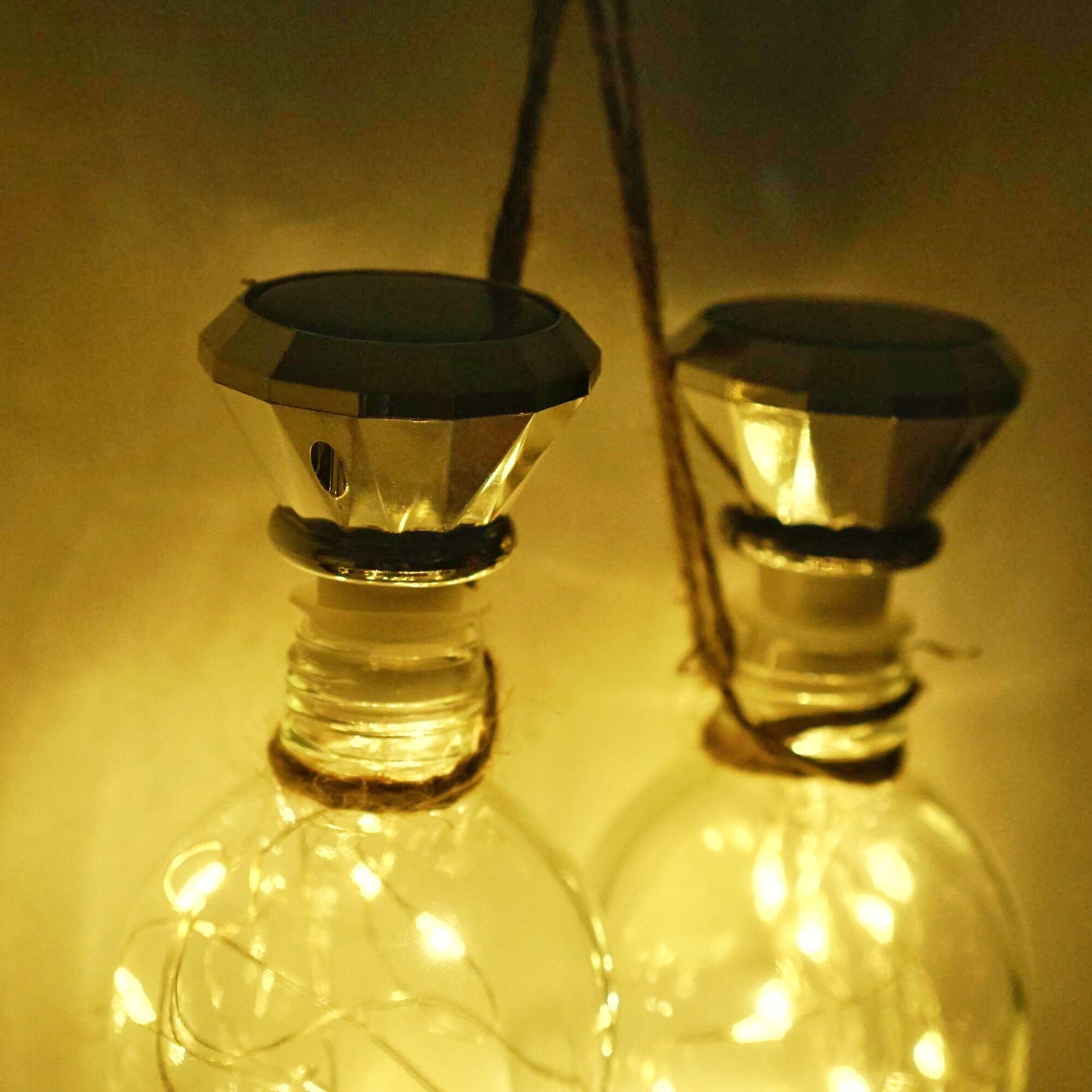 Ninite Lights Solar Wine Bottle Lights, 10 Pack Diamond Cork Lights, 20 Led Outdoor Waterproof Fairy String Lights For Garden Wedding Patio (Warm White)