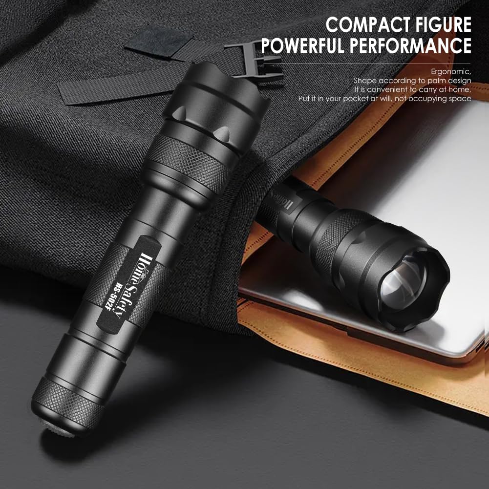 Home Safety 502F Small Utility Flashlight With Holster, Zoomable Pocket Led Flashlight Duty Flash Light, Ipx65 Waterproof, Edc Flashlight For Camping, Hiking, Emergency (1 Mode)