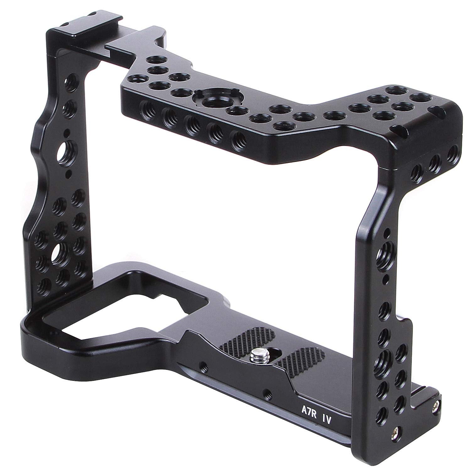 Fotga Cnc Aluminum Camera Cage Video Stabilizer For Sony Mirrorless Camera A7R Mark Iv M4 A7Riv,W/A Cold Shoe Mount Multiple 1/4 3/8 Inch Screw Holes,Arri Location Holes