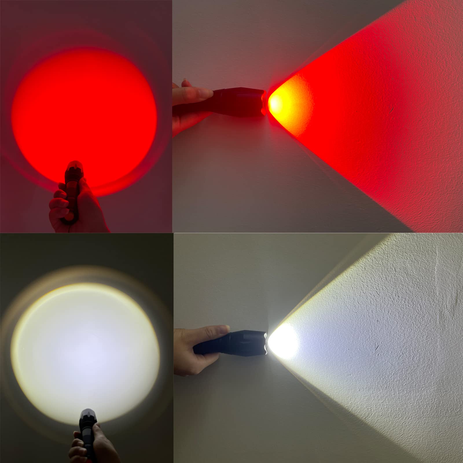 Souyos  Red Flashlight Powerful White & Red Light, Zoom Feature, Compact Waterproof Red Led Torch Perfect For Hunting,Camping,Astronomy, 2 Pack