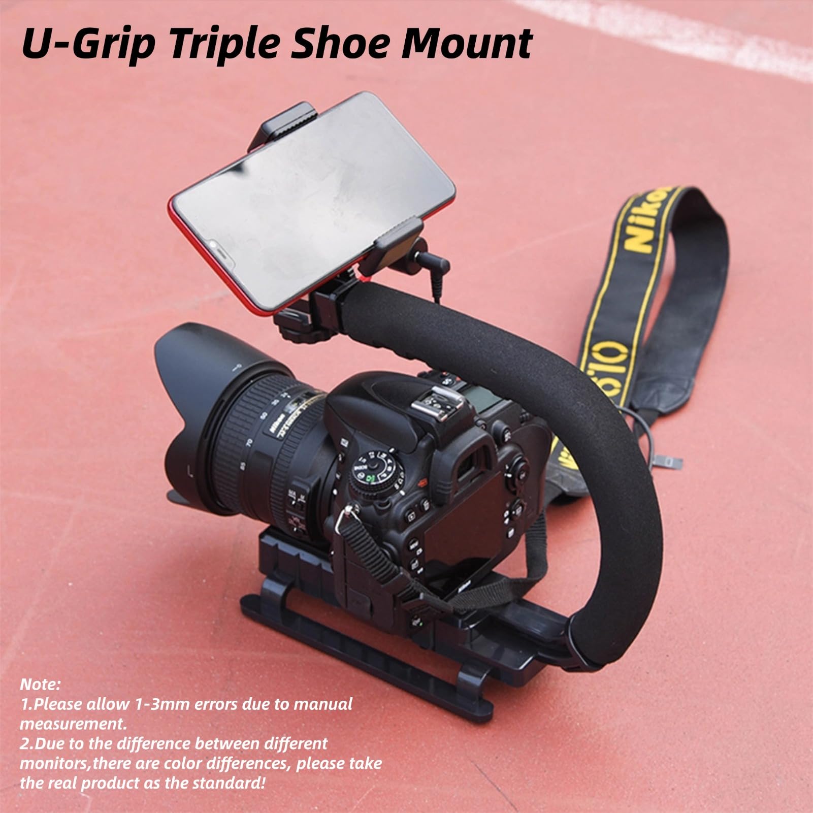 Eimsoah Video Stabilizing Handle Grip With Hot Shoe Mount,Portable U Grip Handheld Stabilizer, Improves Stability And Versatility Super Grip Video For Dslr Camera Camcorder