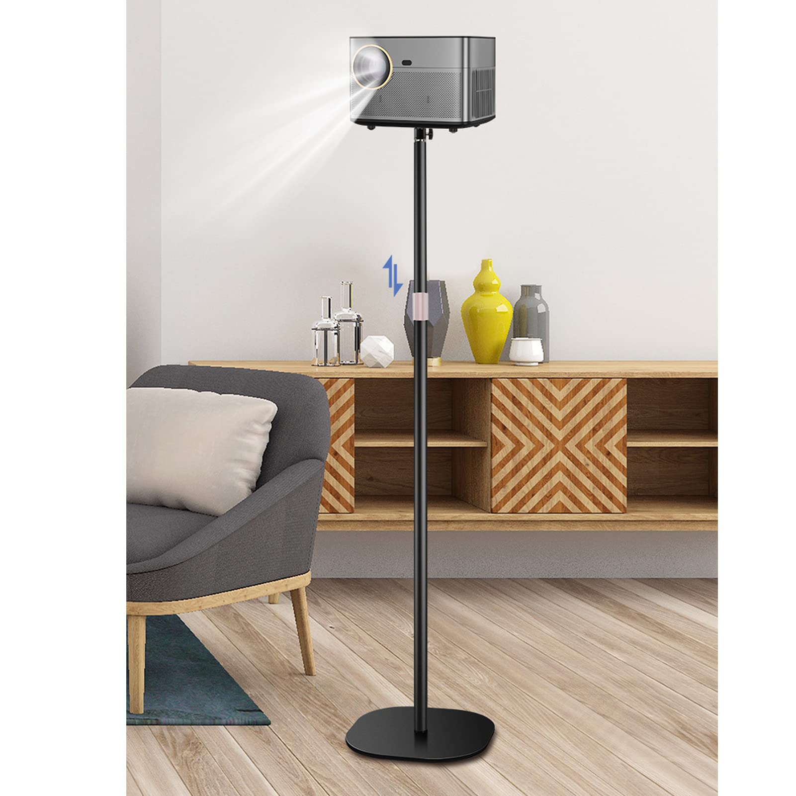 Gugxiom Projector Stand, 25 To 40 Telescopic Pole Floor Stand Kit, Rotatable Camera Stabilizer With 1/4In Screw, Projector Mount Holder For Business Meeting Home Cinema (Large Stabilizer