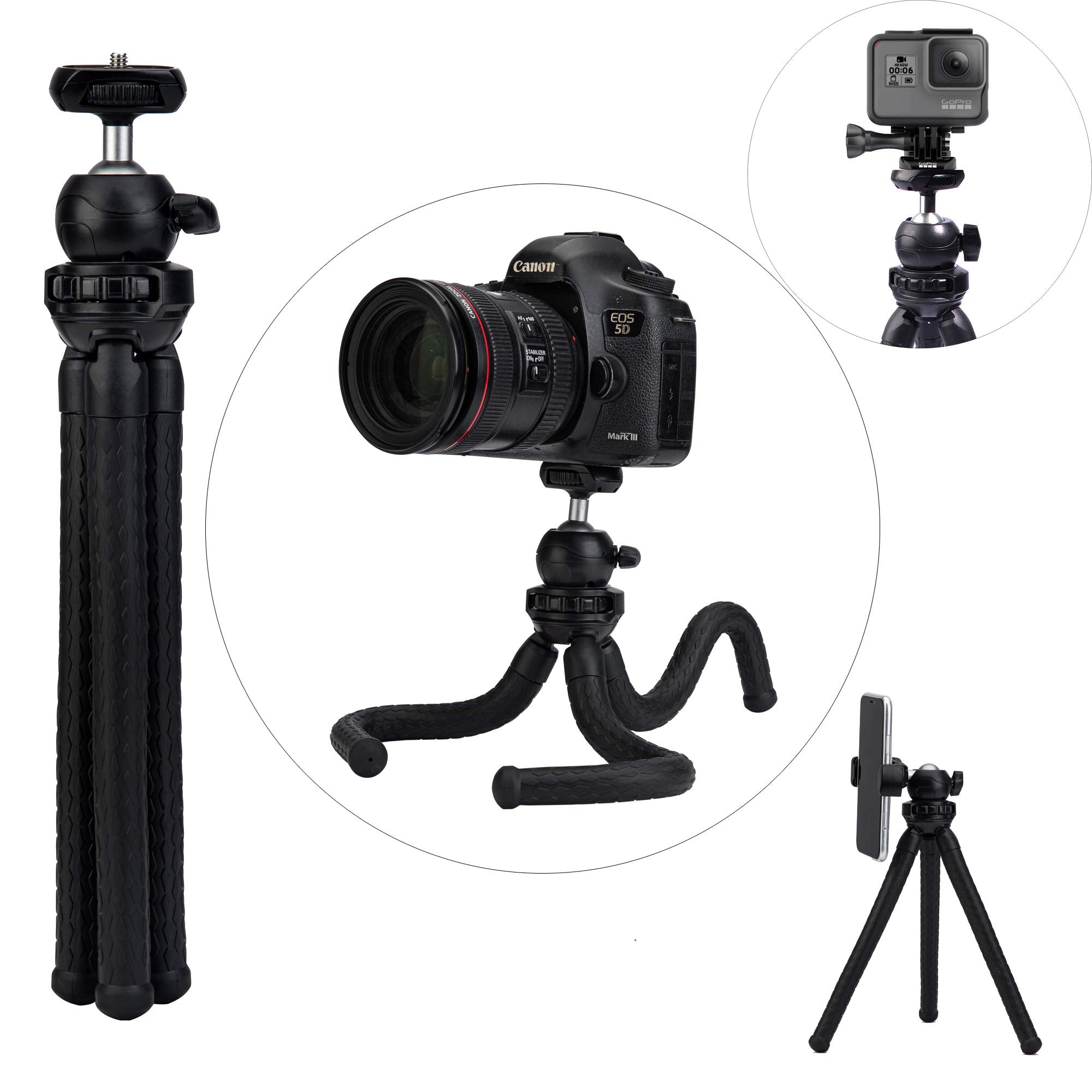 Ruittos Phone Tripod With Remote, Portable And Flexible Tripod With Vertical Phone Tripod Adapter Mount And Wireless Remote, Cell Phone Tripod For Video Recording