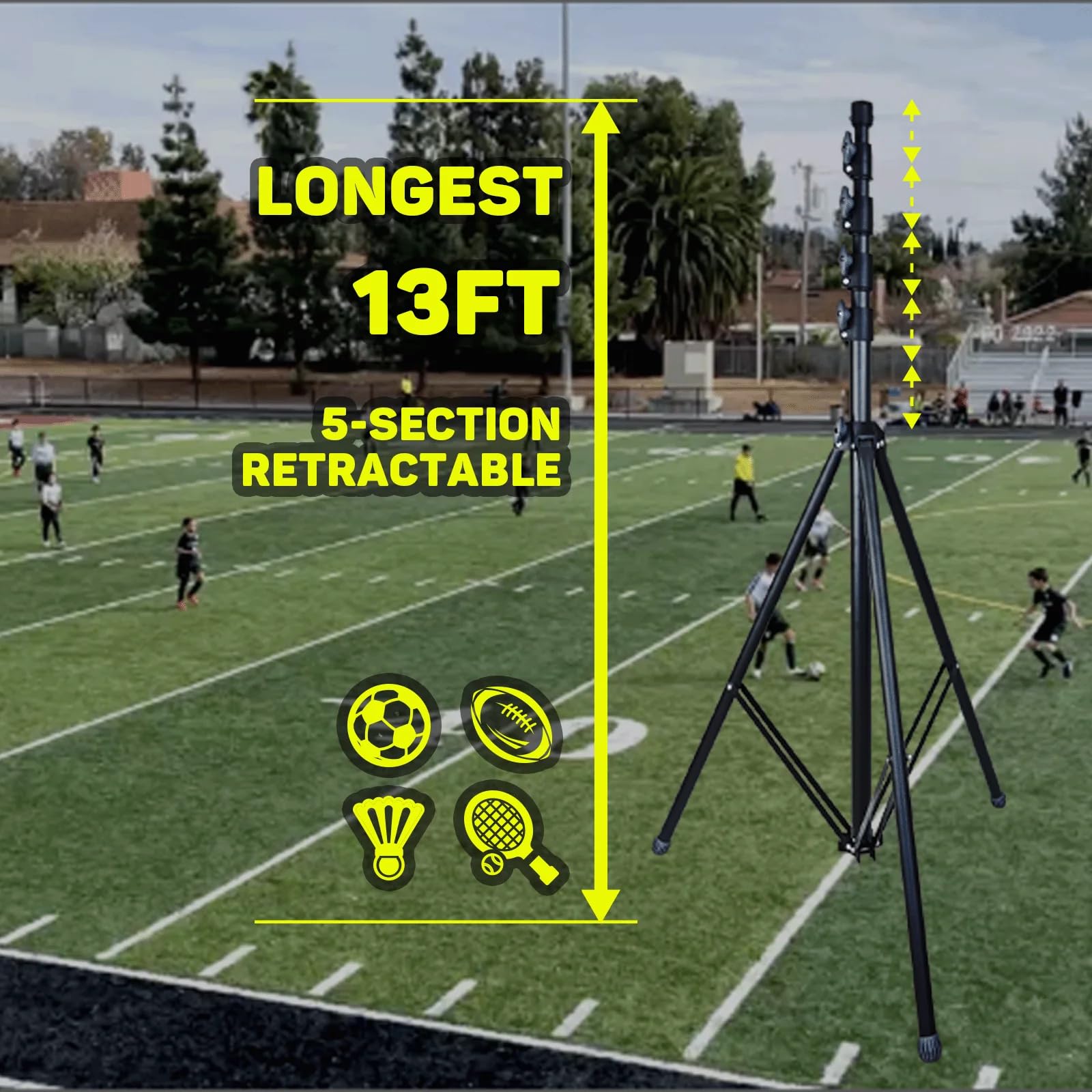 Xbotgo T4 Tripod Set, Alloy Structure, Up To 13 Feet, Professional Storage Bag, Non-Slip Feet Wind Resistant, For Soccer/Basketball Games, Built-In Cushion Pad & 1/4" Screw, Dslr Camera