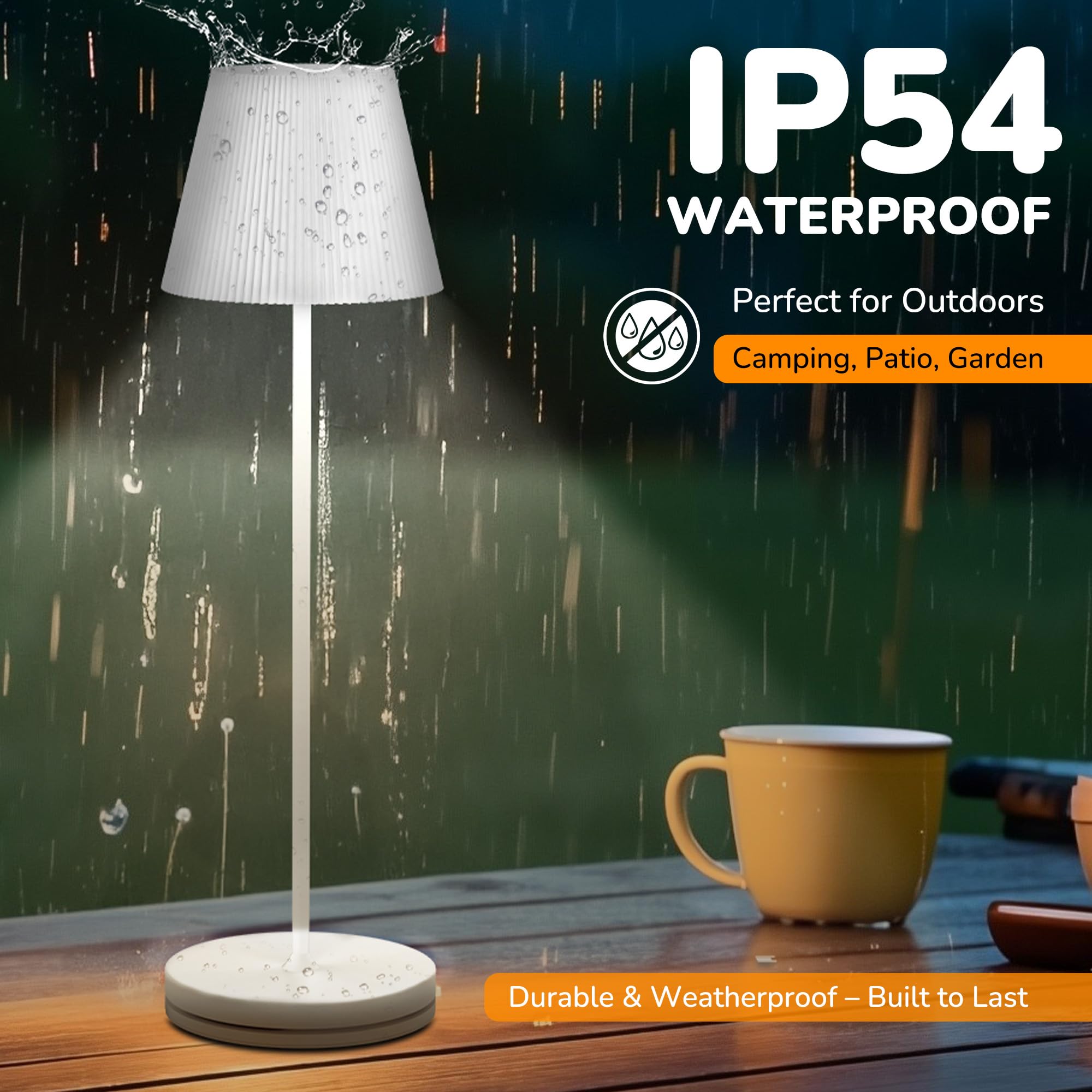 Hmkjwy 1Pcs Cordless Rechargeable Table Lamp With Charging Station Base Dimmable Led Desk Lamp Waterproof Portable Touch Control Long Battery Life For Home Office Outdoor Patio Bedroom Kitchen