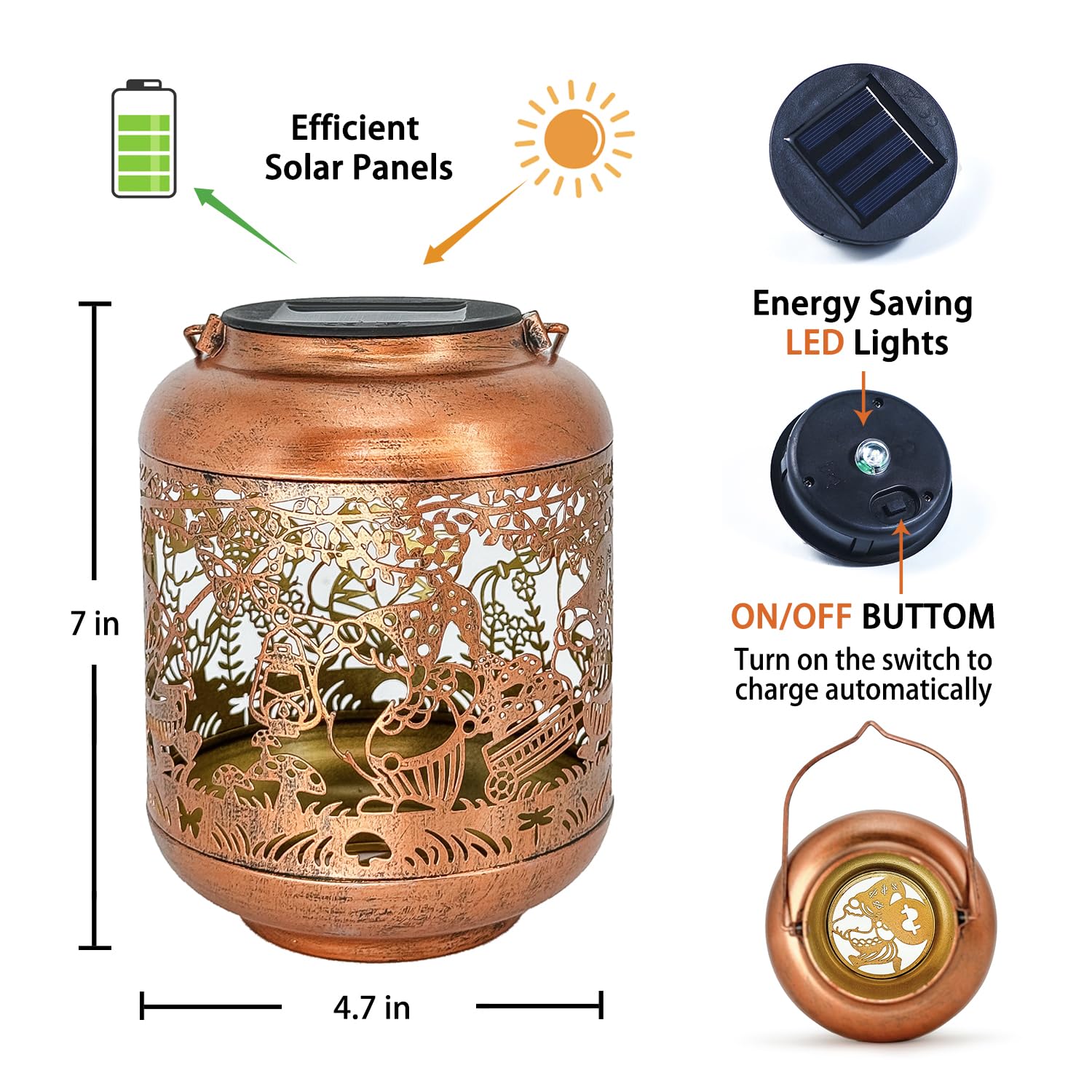 Tiggsy Gnomes Solar Lanterns Outdoor Waterproof,Hanging Solar Lights Gnome  For Women Metal Led Decorative Light For Yard,Patio,Lawn,Tabletop,Pathway,Landscape,Garden Gnomes Decor
