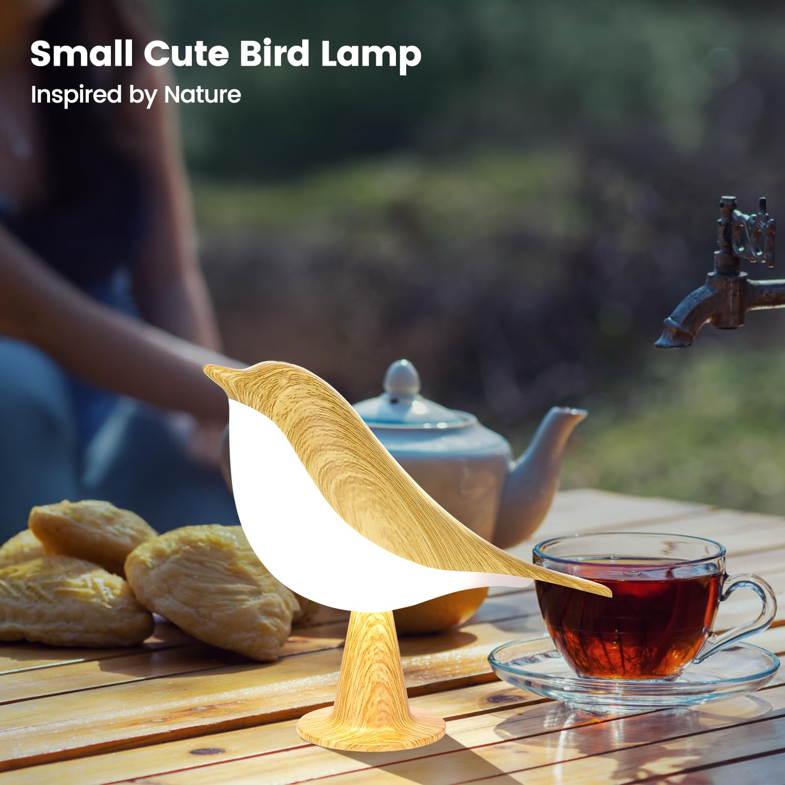 Haotao Small Cute Bird Table Lamp, Touch Night Light, Cordless Bedside Lamps, Desk Lamp, 3-Way Dimmable Usb Rechargeable Battery 2600Mah Nightstand Lamps For Bedroom, Bird Decor