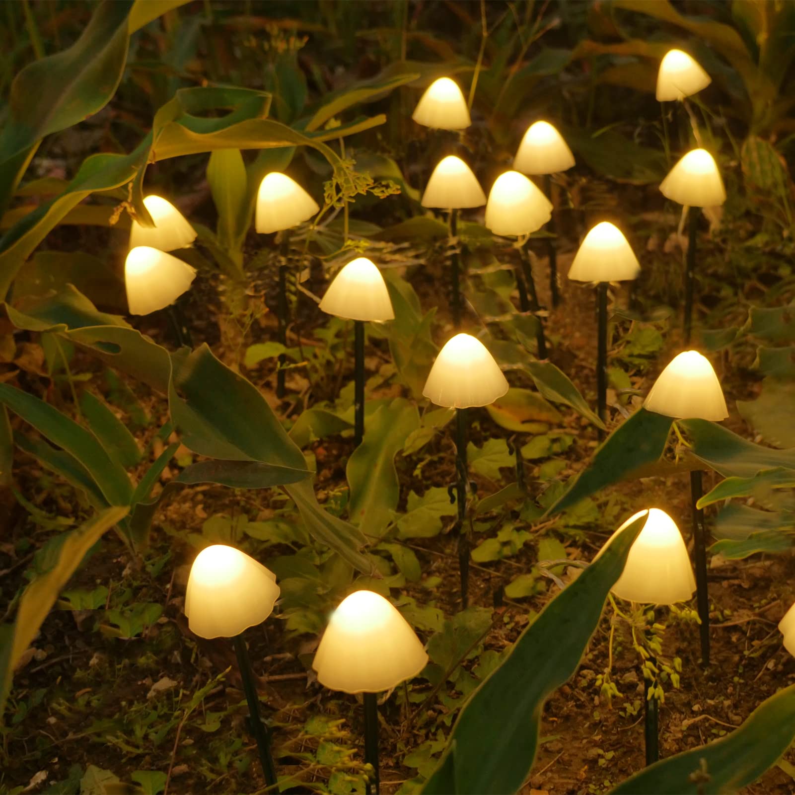 Dejavu Lighting Outdoor Solar Garden Lights, Set Of 30Pcs Warm White 8 Modes 38.5 Ft Mini Mushroom Solar Lights, Waterproof Cute Mushroom Shaped Pathway Landscape Lights For Garden,Backyard, Lawn, Party, Christmas…