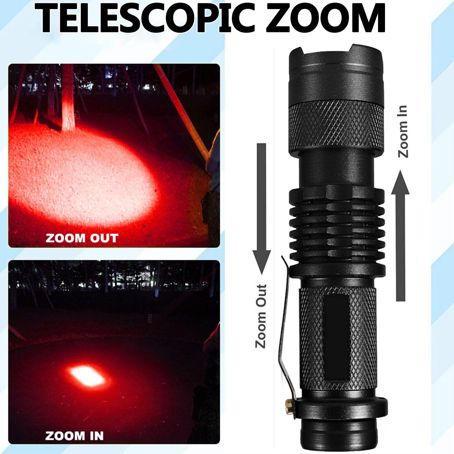 Hyvczp High Power Red Led Flashlight  Powerful Scalable  3 Modes Red Light Torch For Astronomy, Aviation, Night Observation