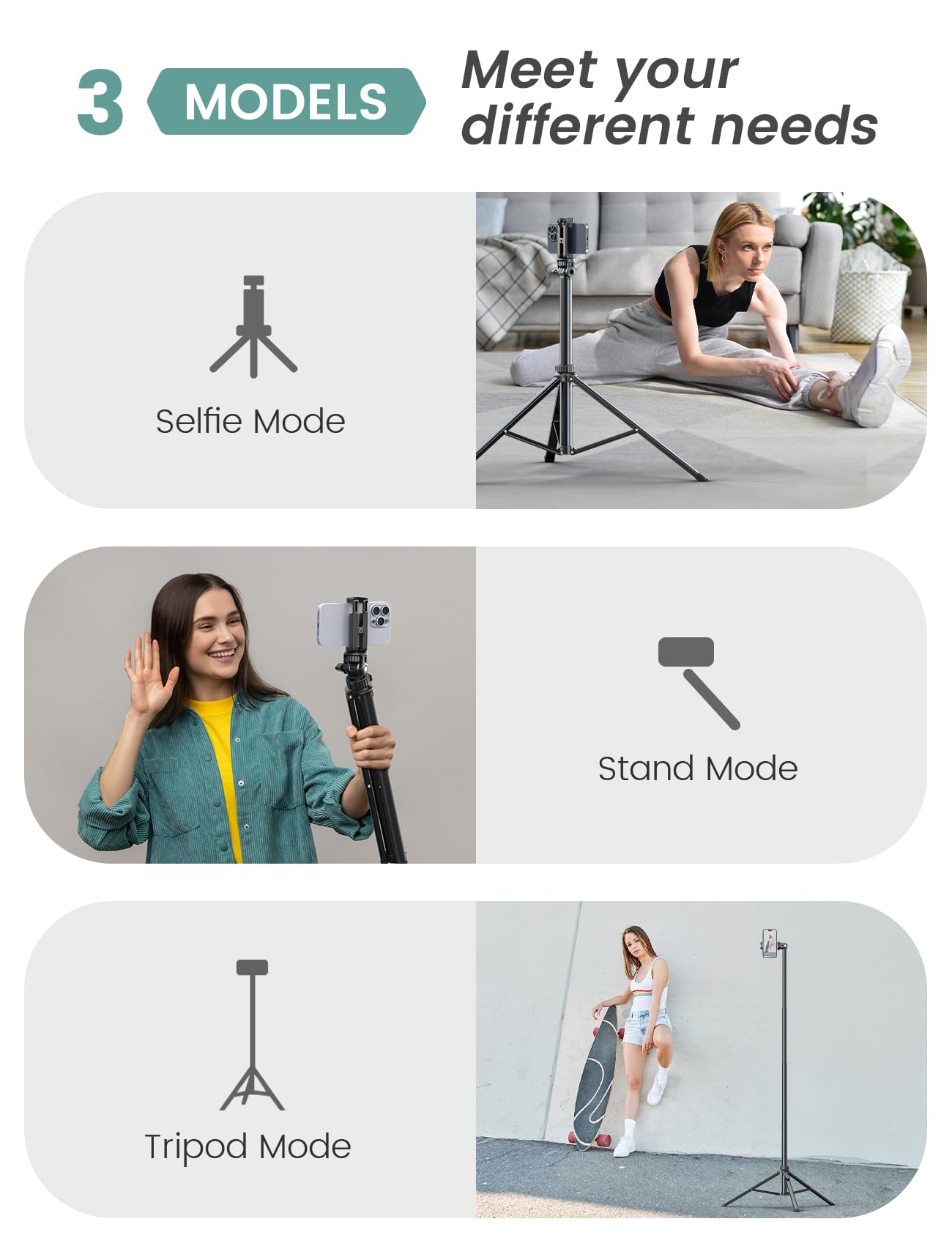 Yumazla 71'' Phone Tripod & Selfie Stick, Tripod For Iphone With Detachable Remote, Portable Phone Tripod Stand For Video Recording, Travel Tripod For Cell Phone, Compatible With Smartphones, Dslr