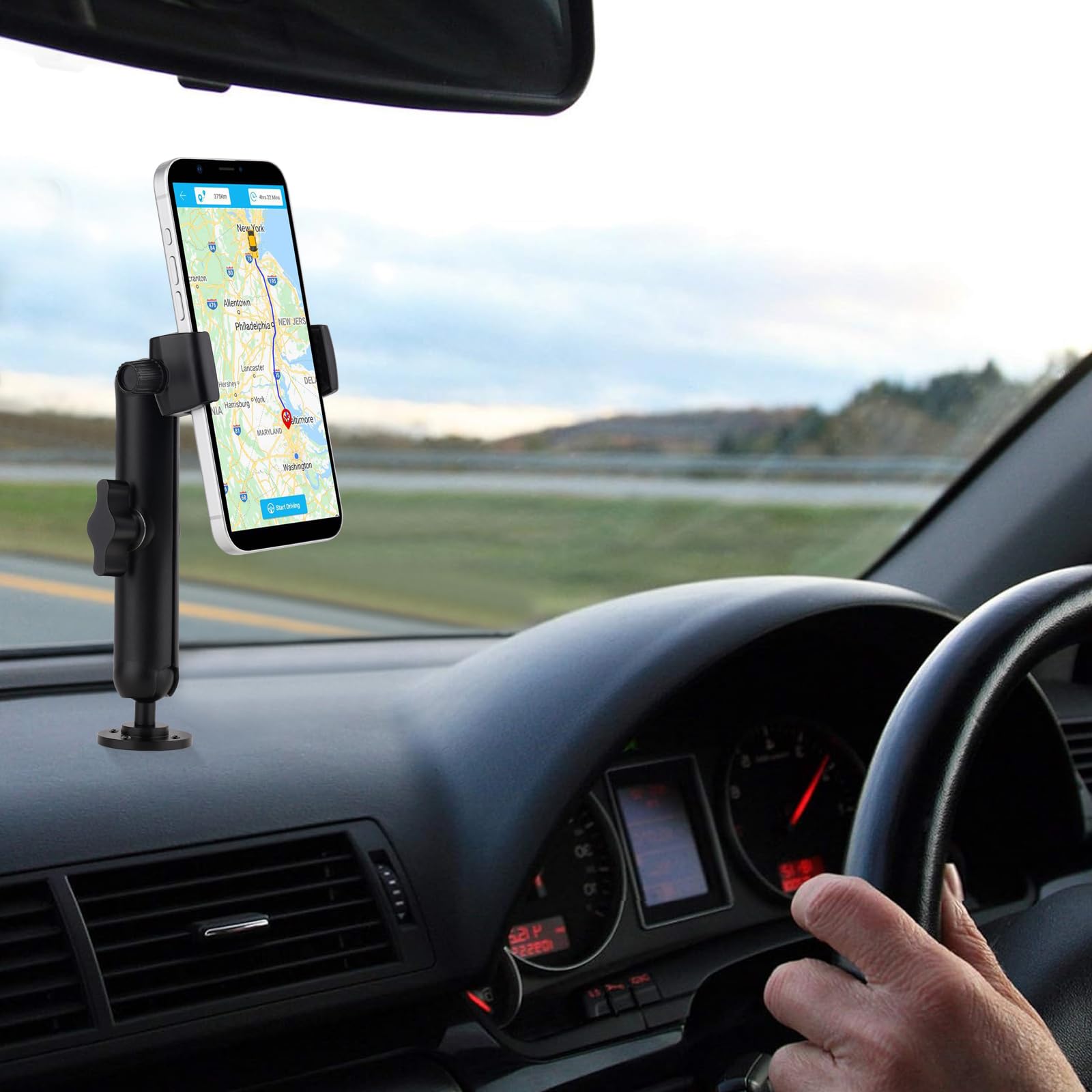 Mippko Wall Mount Phone Holder For Truck/Car/Boat/Wall/Desk,Compatible With 3.57.5 Inch Iphone/Nexus/Htc/Lg/Huawei/Smart Phones,360°Adjustment Aluminium Alloy Arm Drilling Base Mount