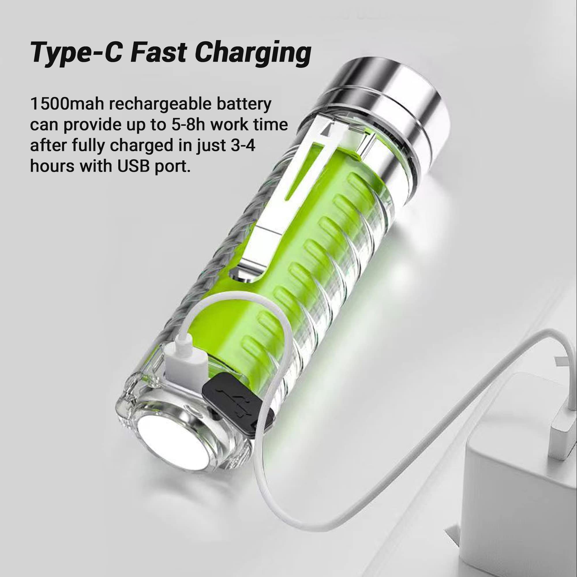 Fzh Small Powerful Flashlight Rechargeable - 350 Lumen 1500Mah Led Flashlights With 8 Light Modes, Waterproof Magnetic Handheld Flashlights For Emergencies, Camping, Hiking