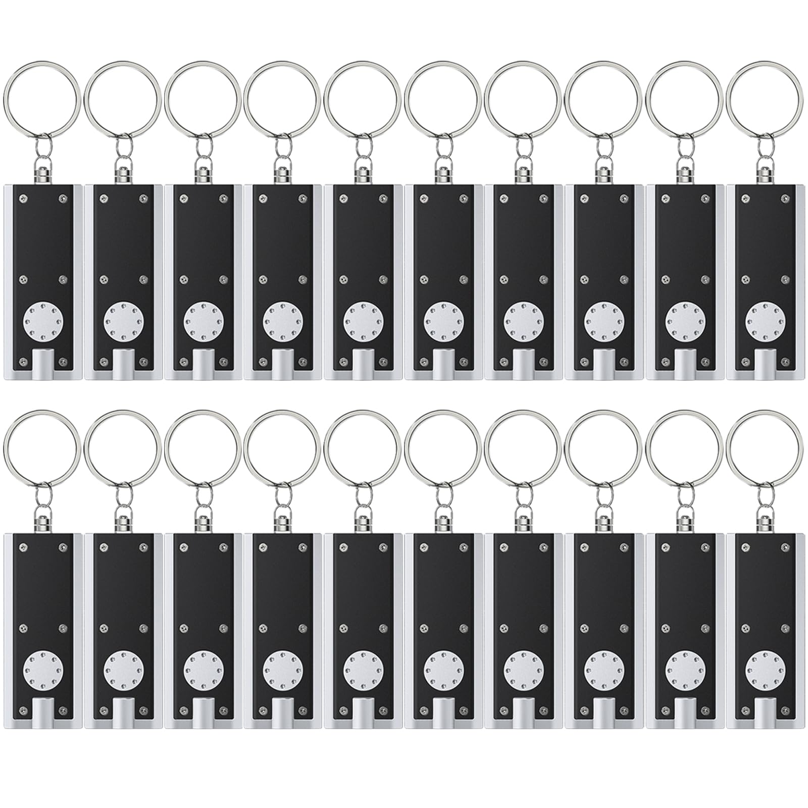 Uniclife 20 Pack Mini Led Keychain Flashlight 12 Lumen Portable Ultra Bright Light Battery Powered Flat Black Torch For Edc Outdoor Camping Hiking And Emergency Lighting (Batteries Included)
