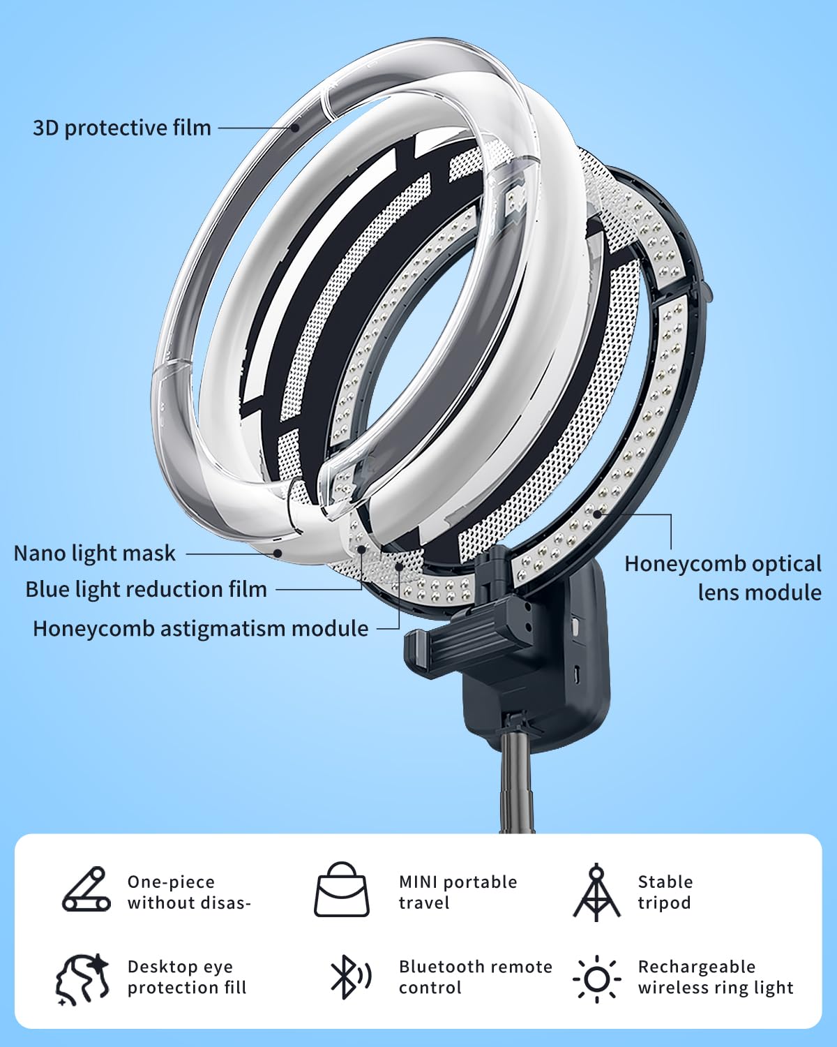 Beitier 10" Foldable Ring Light With 76" Extendable Tripod Stand, 4000Mah Led Circle Light With Phone Holder For Video Recording, Photography, Live Stream, Makeup, Tiktok, Youtube (Black)