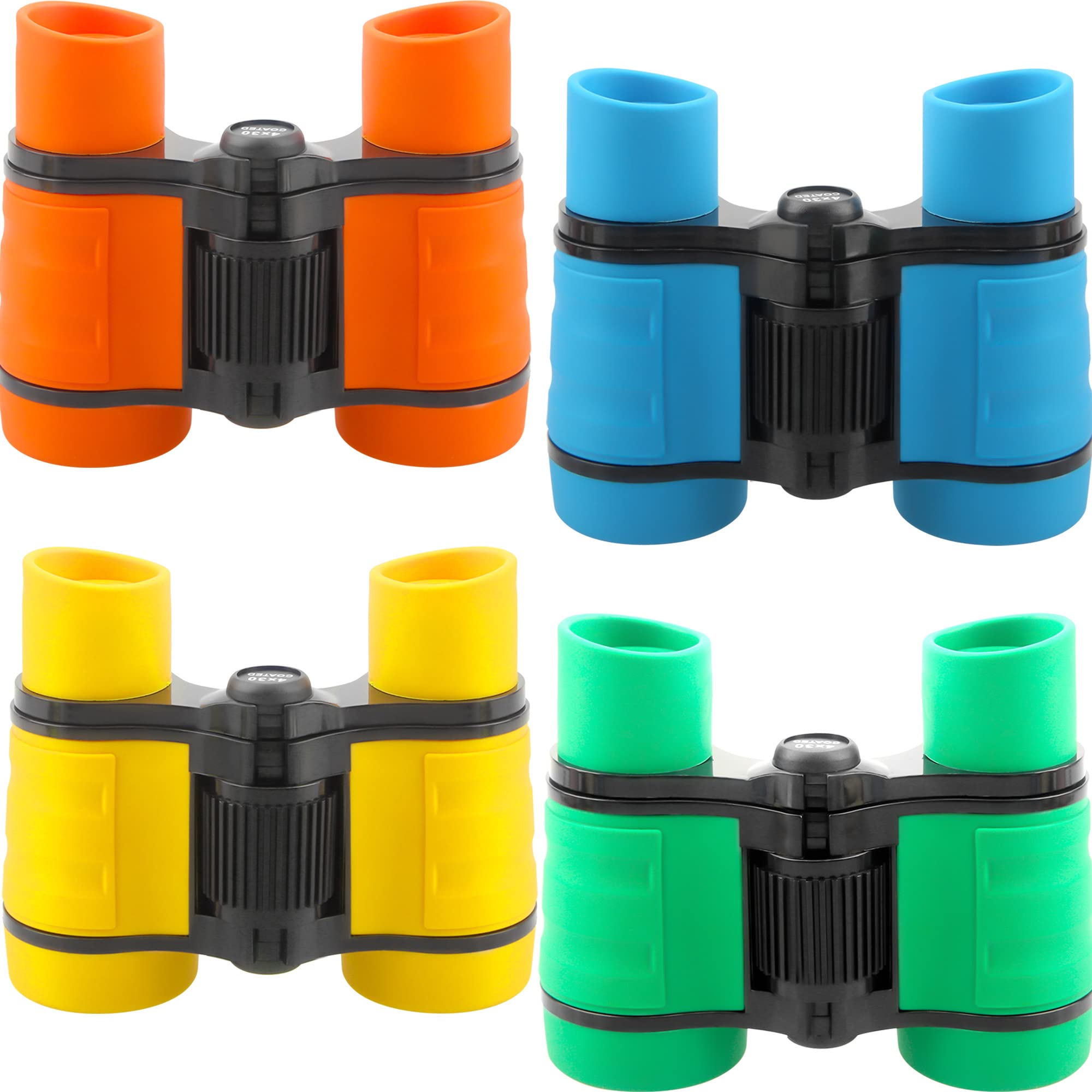 Cagemoga 4 Pack Kids Binoculars 4X30 Binoculars For Kids Mini Compact Binocuolar Toys Shockproof Small Telescope For Bird Watching Camping Outdoor Play