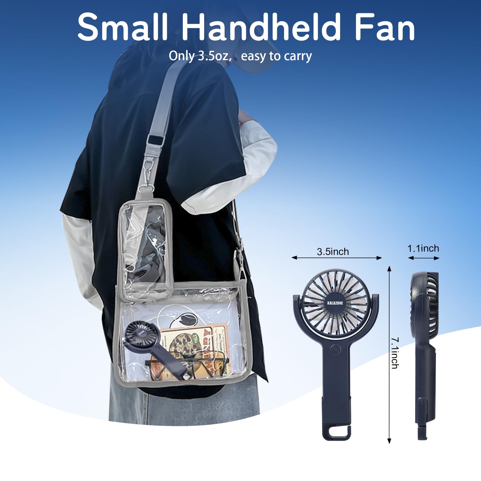 Mini Handheld Fan [3-Pack], Usb Rechargeable Portable Fan,5 Speed With Base Small Desk Fan,180° Cool